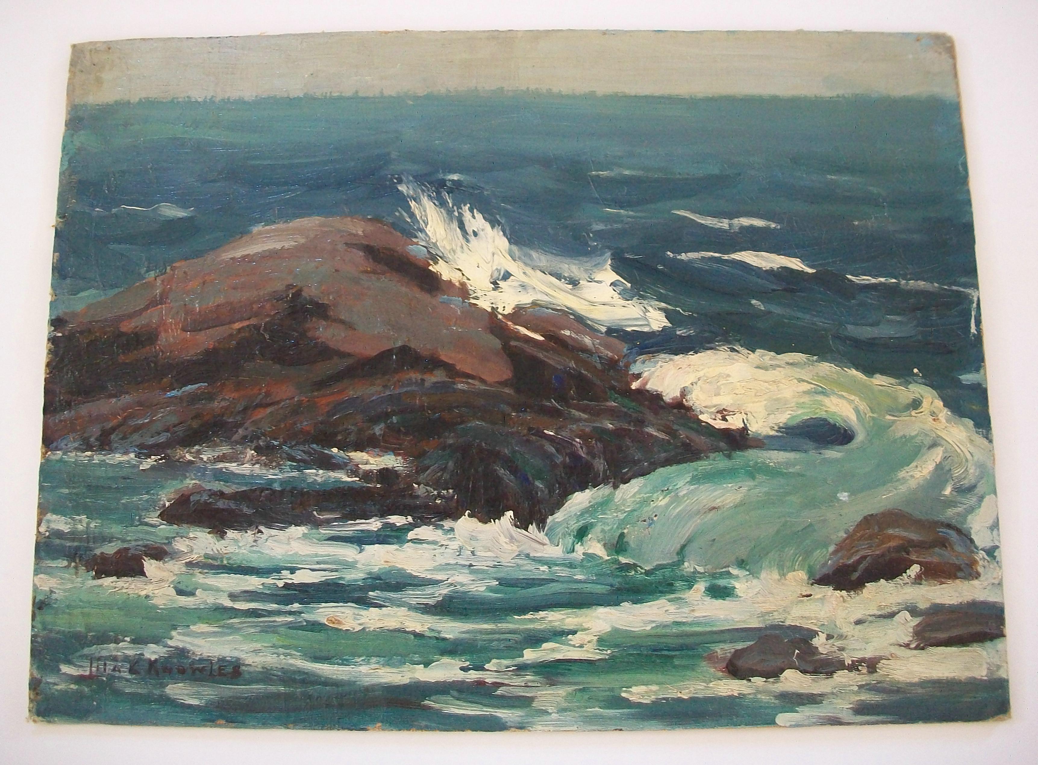 Lila C. Knowles - « La mer » - Peinture à l'huile encadrée - Canada - vers 1943 en vente 1