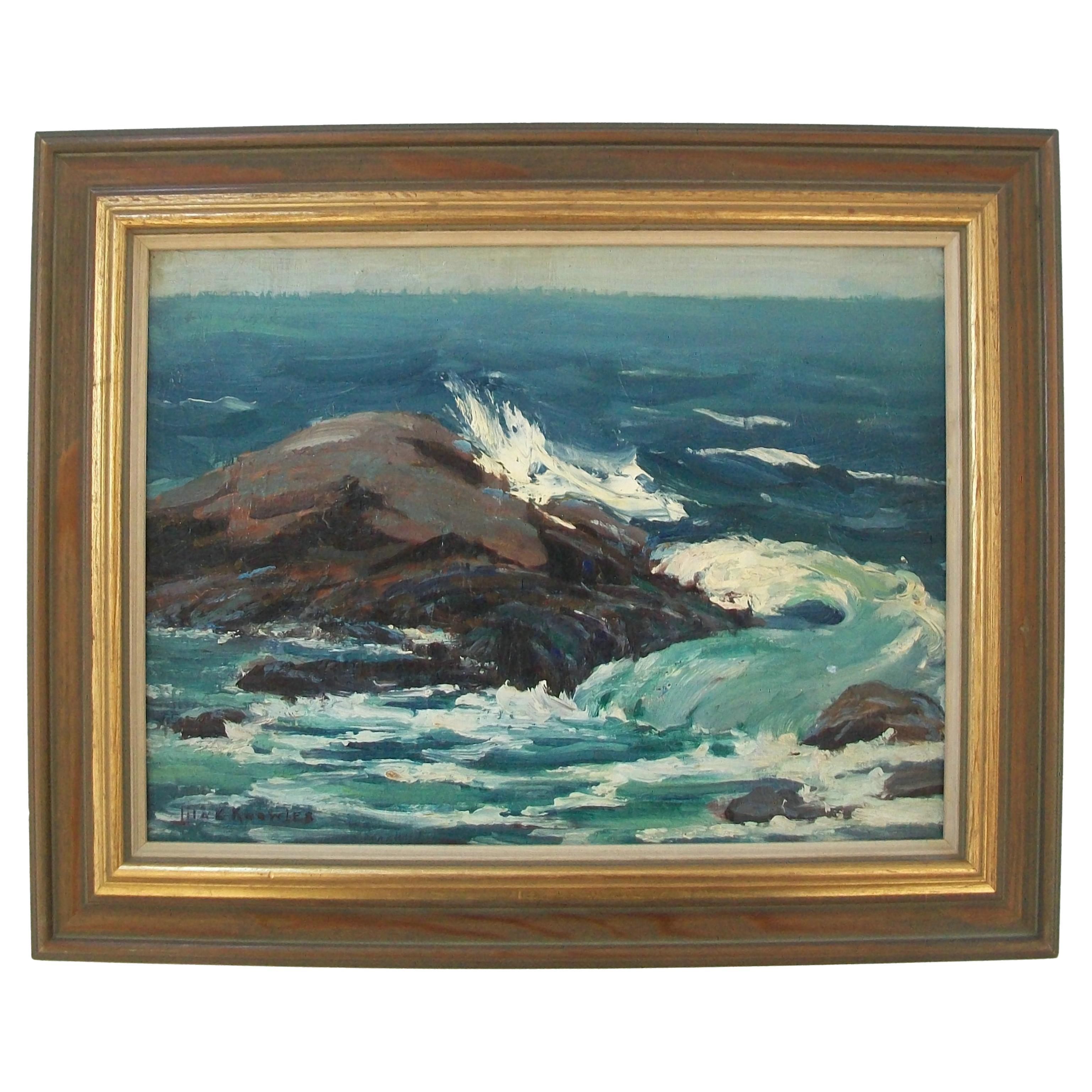 Lila C. Knowles - « La mer » - Peinture à l'huile encadrée - Canada - vers 1943 en vente