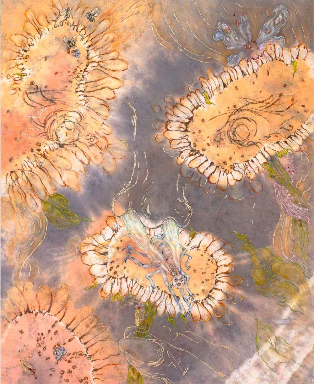 «Me encanta mi jardín y mi jardín me odia», técnica mixta sobre tela teñida, 2022 - Art de Lila De Magalhaes