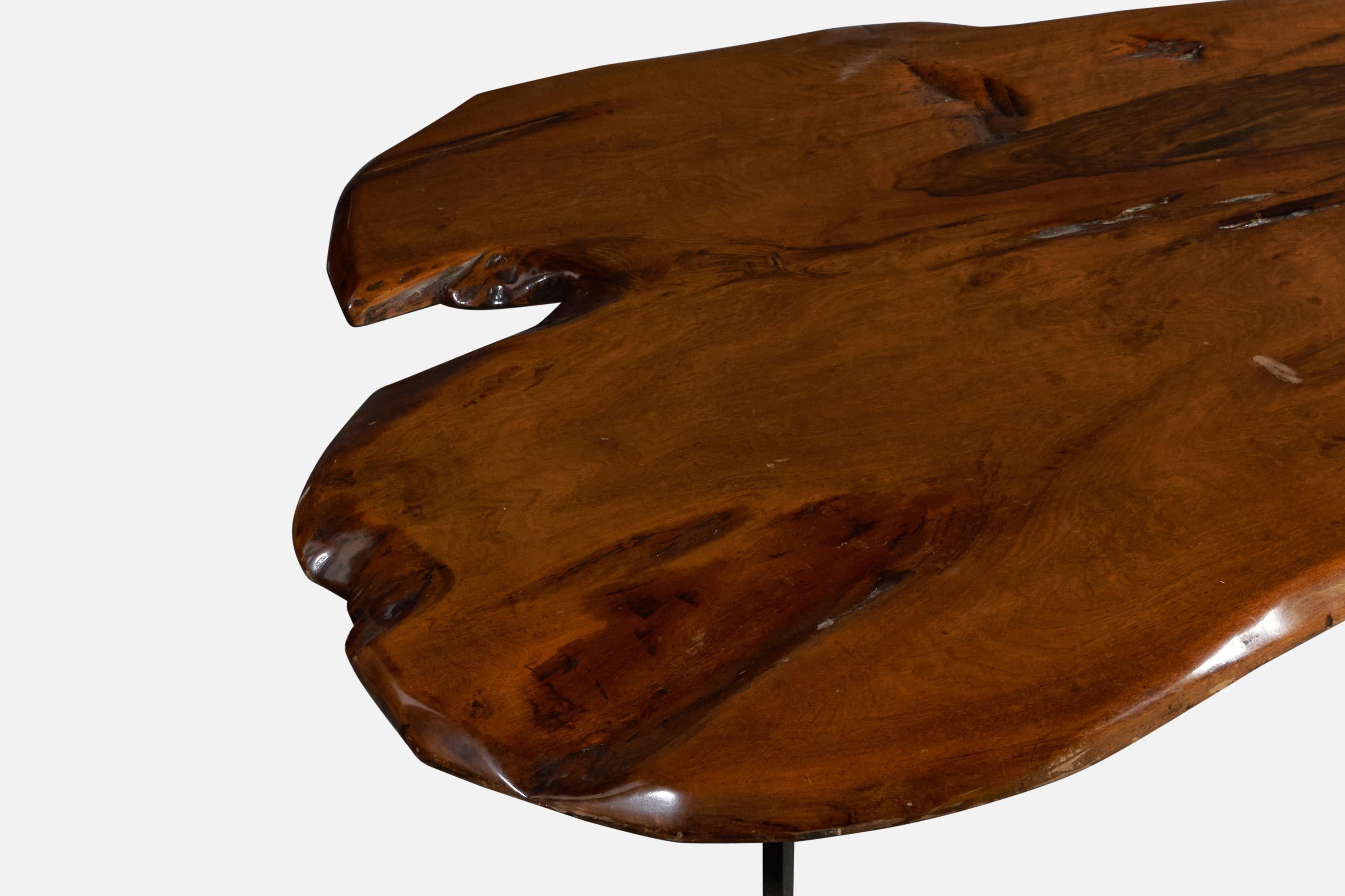 Lila Swift + Donald Monell, Coffee Table, Walnut, Iron, USA, 1950s In Good Condition For Sale In High Point, NC