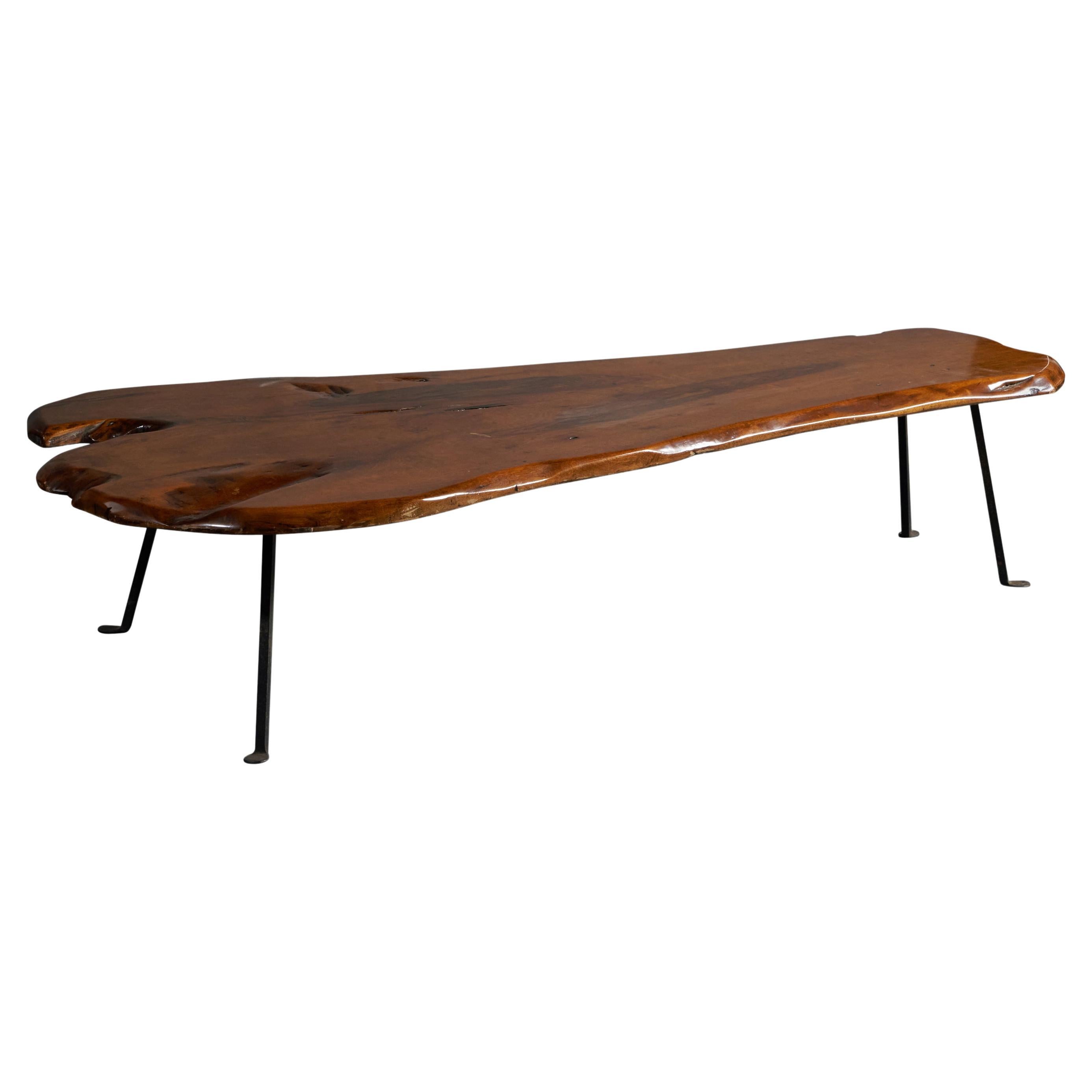 Lila Swift et Donald Monell, table basse, noyer, fer, États-Unis, années 1950