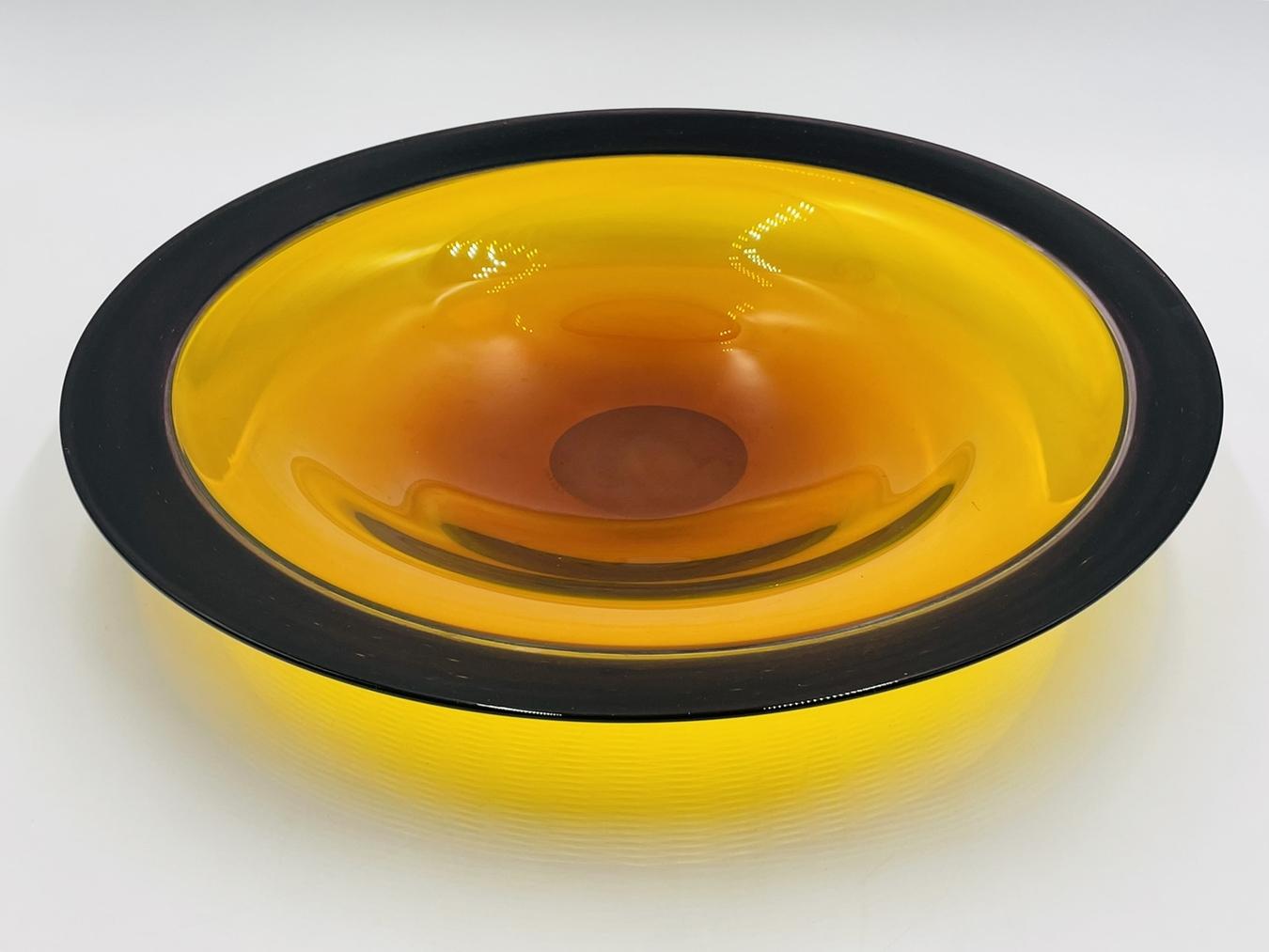 Modern Lilac and Amber, XL Art Glass Bowl by Correia, Signed, Dated and with COA For Sale