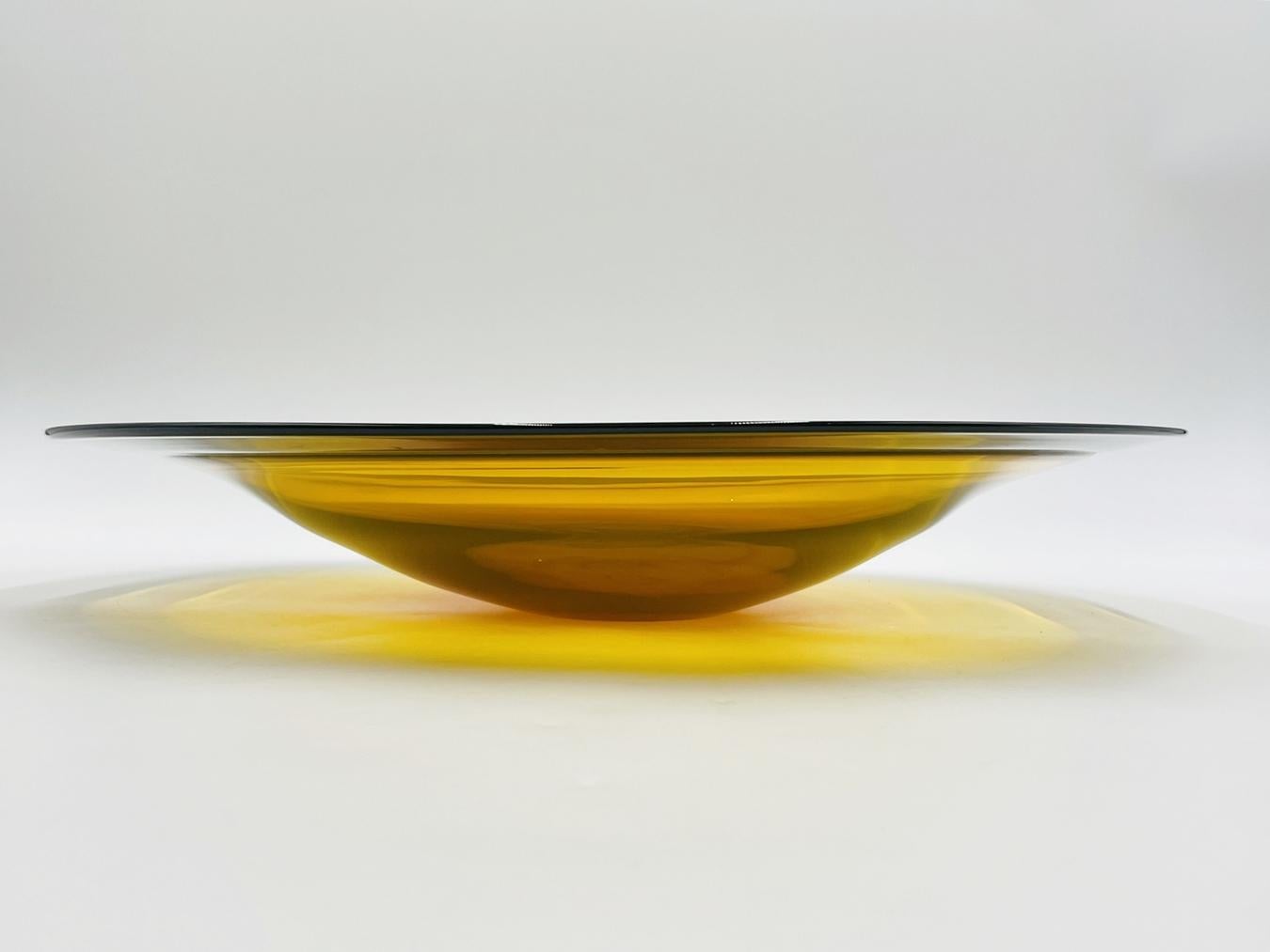 Contemporary Lilac and Amber, XL Art Glass Bowl by Correia, Signed, Dated and with COA For Sale