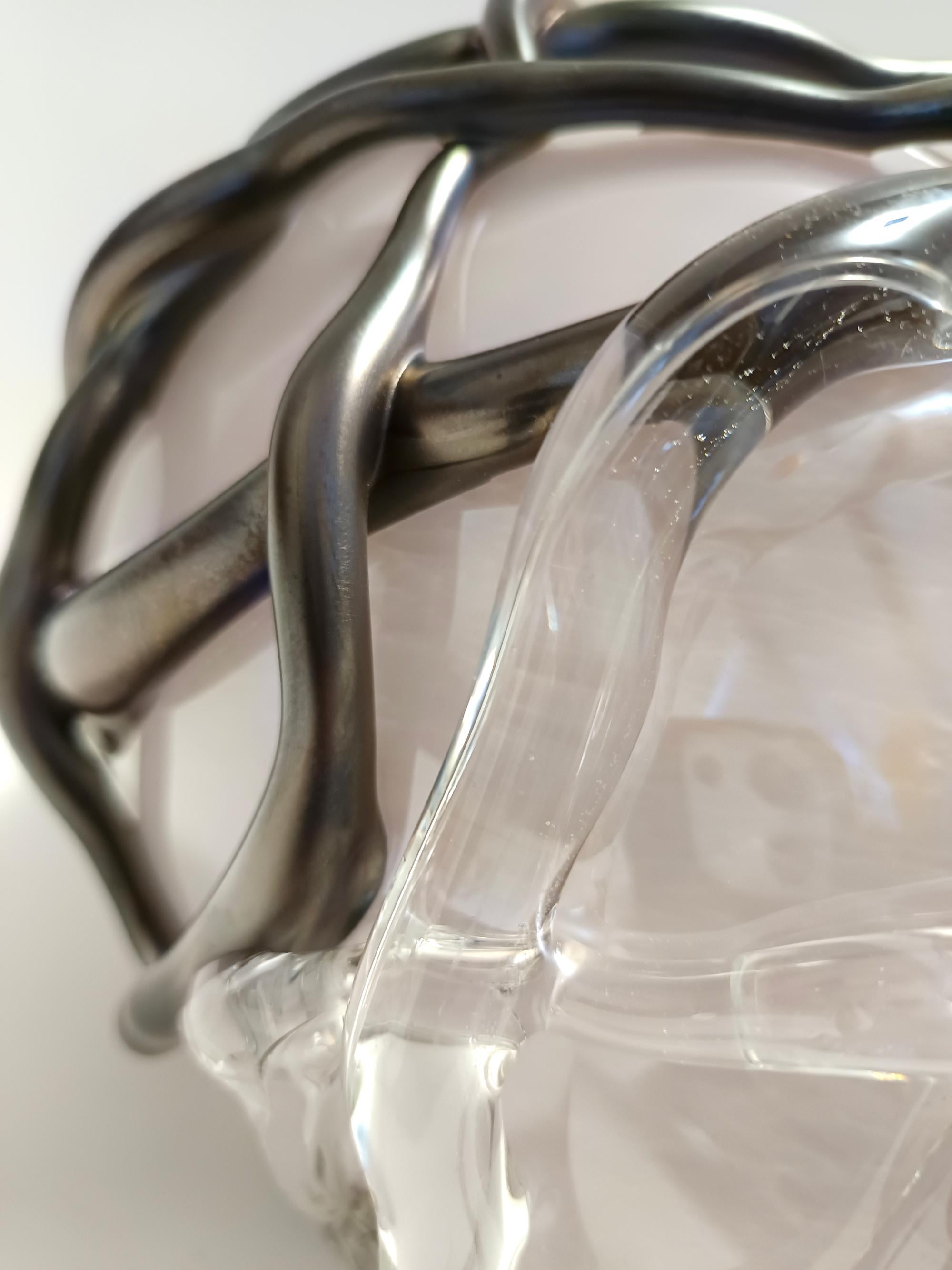 Vaso in vetro di Murano lilla e nero iridescente di Sergio Costantini, Italia anni '90 in vendita 5