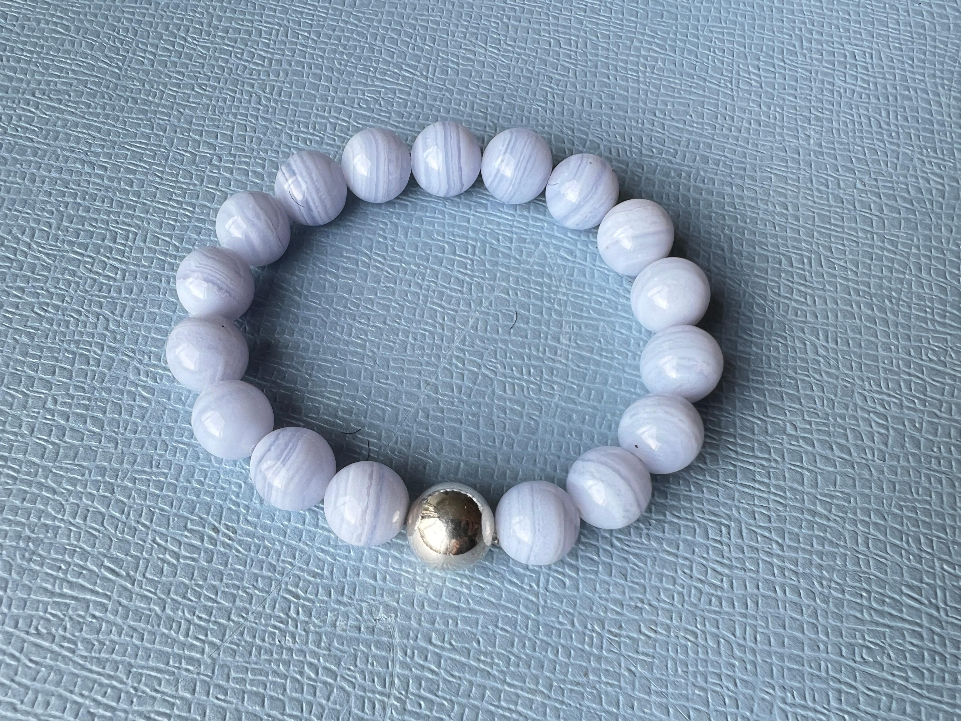 Women's Lilac Bead Bracelet Silver For Sale