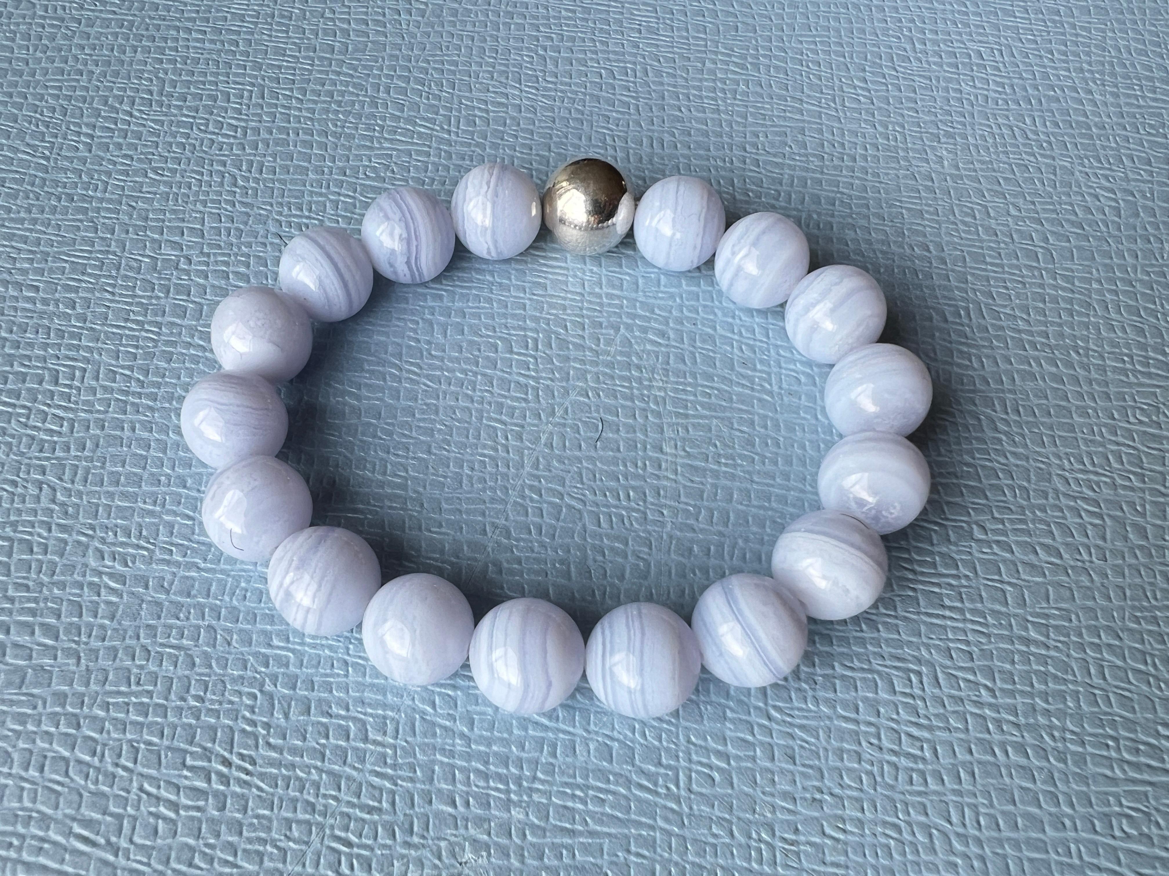 Lilac Bead Bracelet Silver For Sale 4