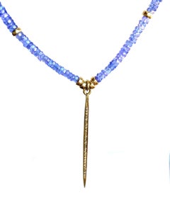 Lilac Blue Nile Tanzanite Pave Diamond Pendant Necklace