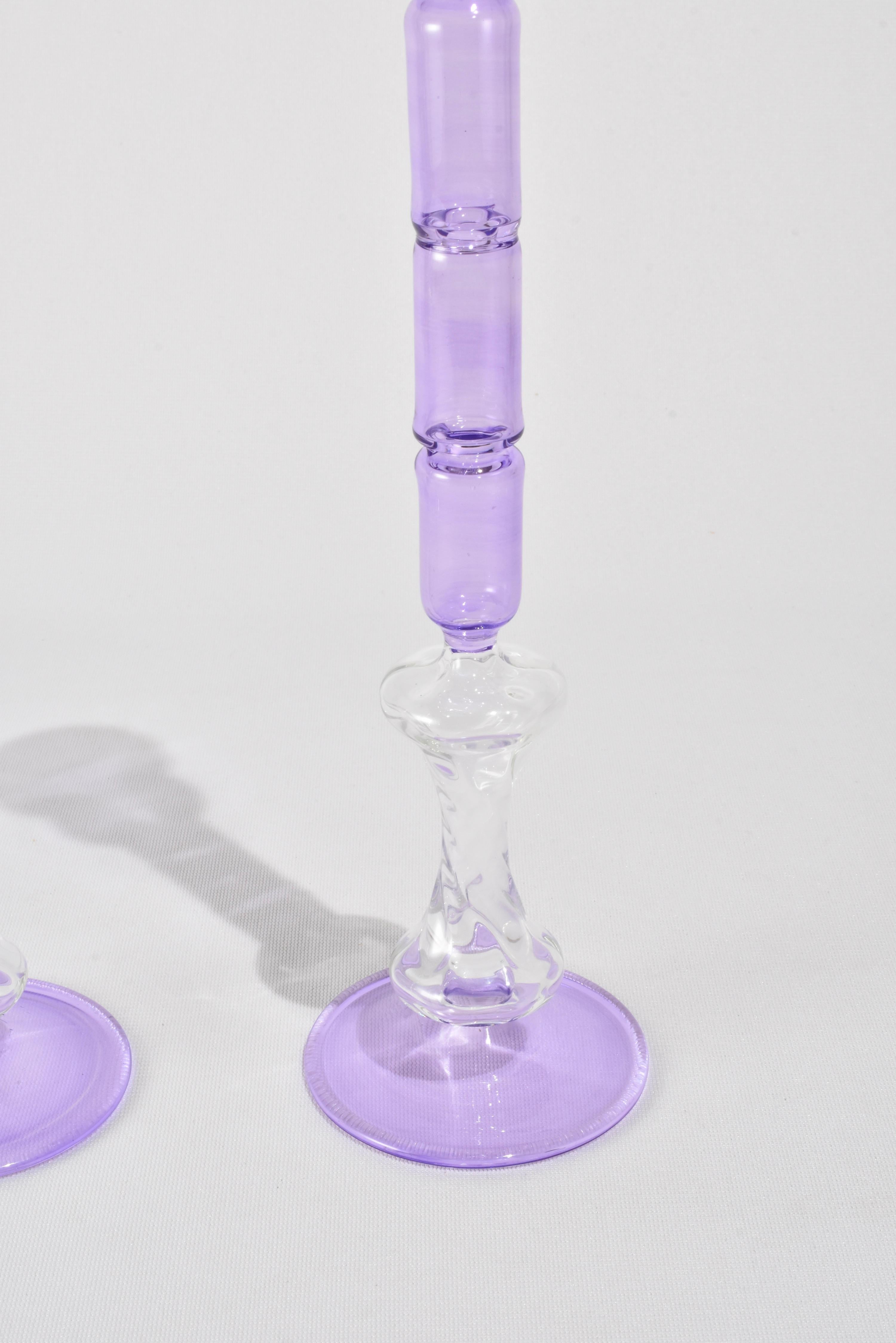 Hand-Crafted Lilac Candleholder Set