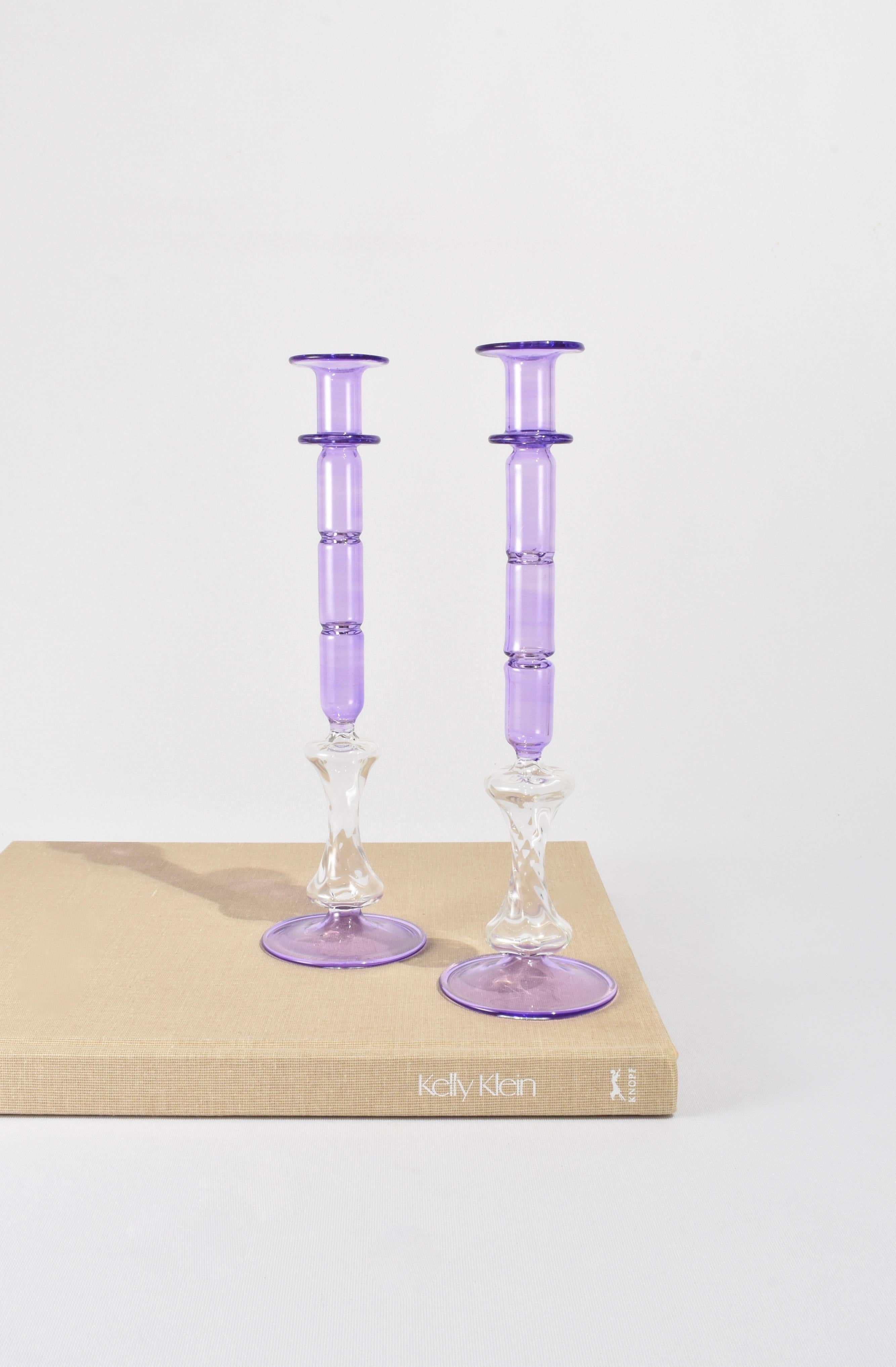 20th Century Lilac Candleholder Set