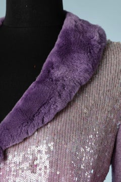 Lilac cashmere cardigan with sequin and fur collar Blumarine