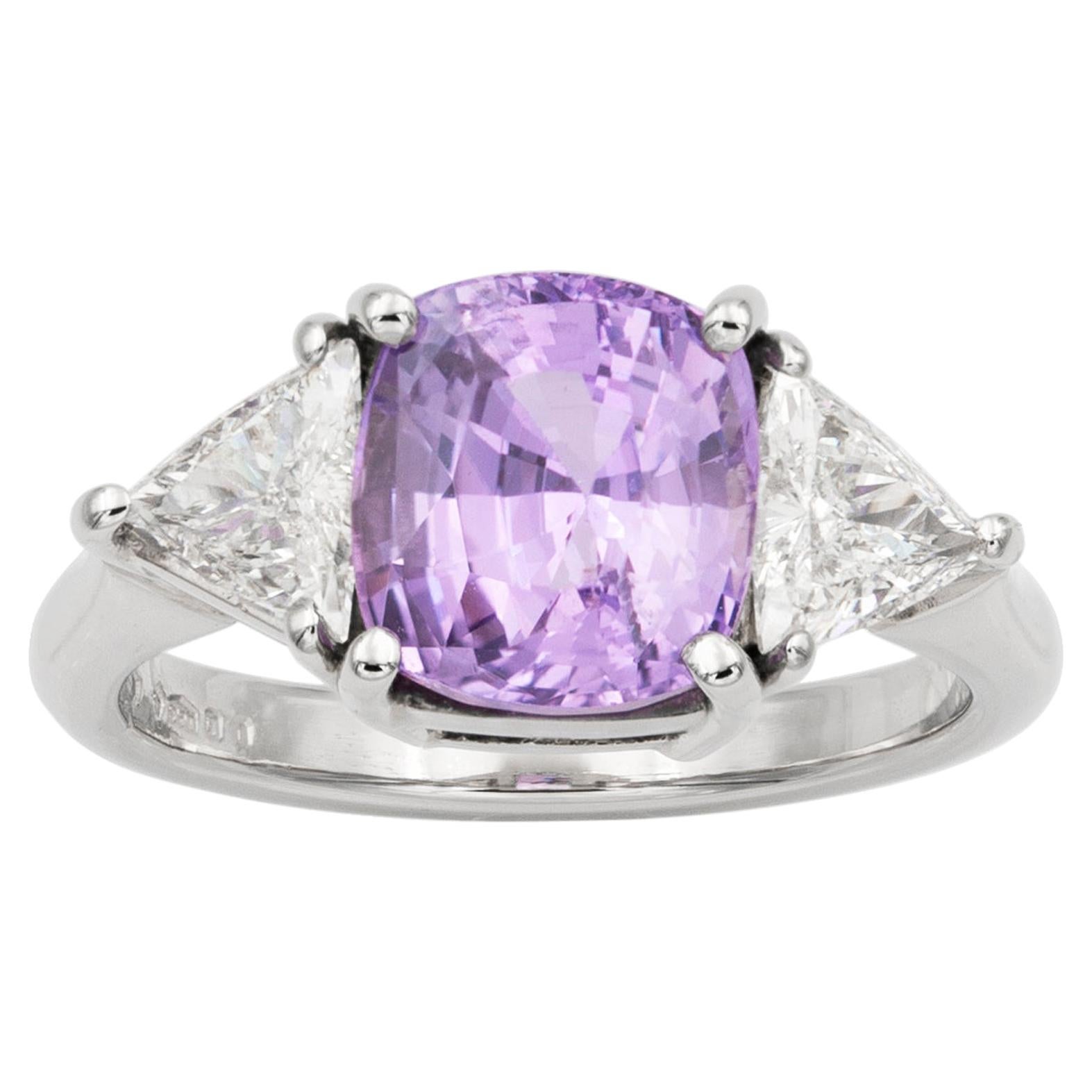 Lilac Colored Sapphire and Diamond Ring