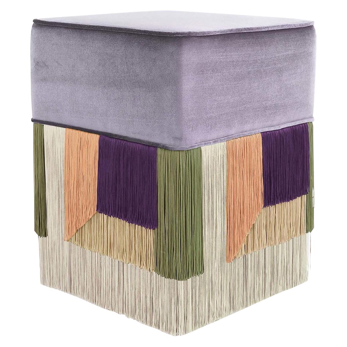 Pouf géométrique Lilas Couture Flo en vente