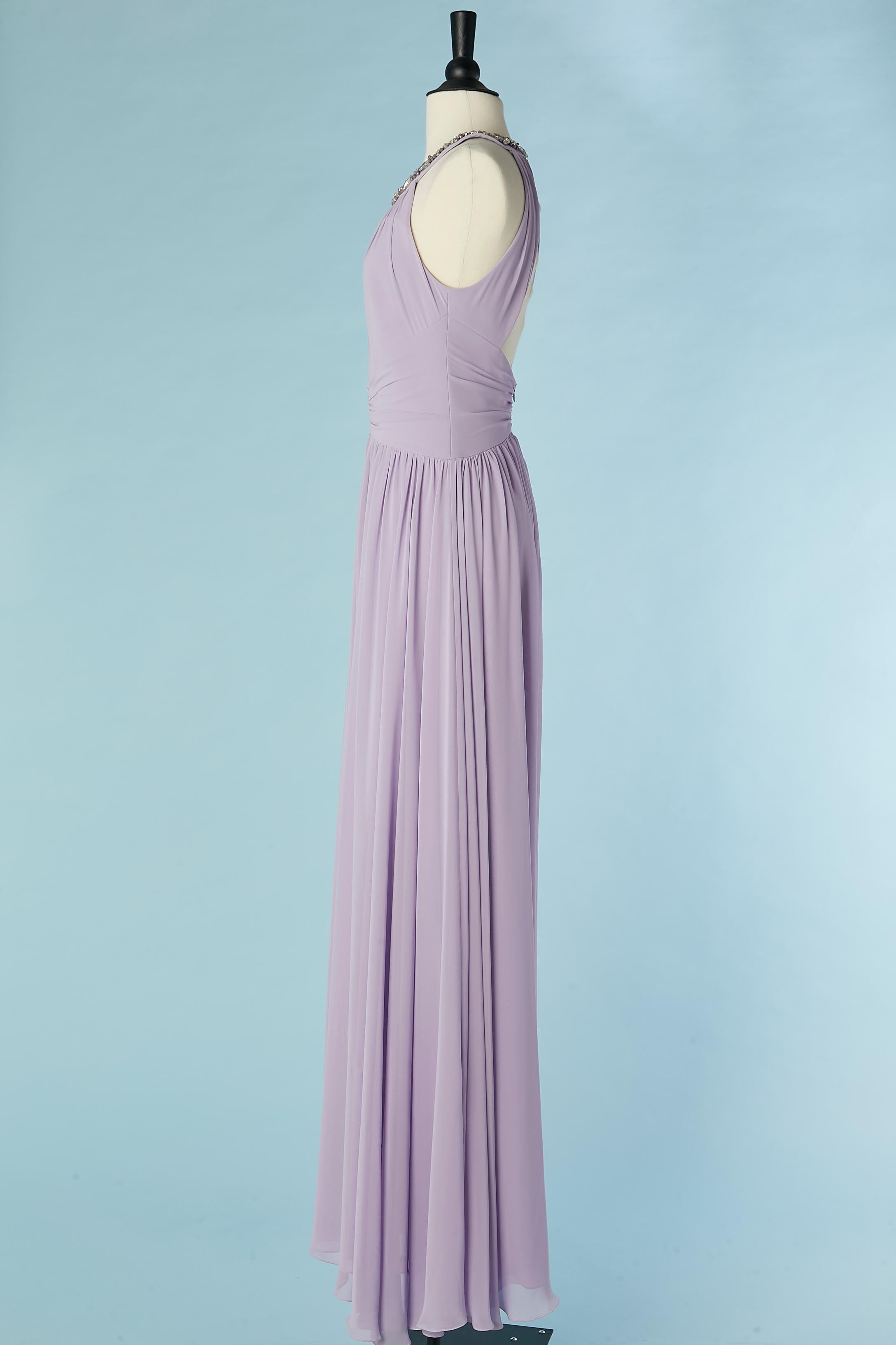 Lilac evening dress with rhinestone neckline Gai Mattiolo The Red Carpet  For Sale 2
