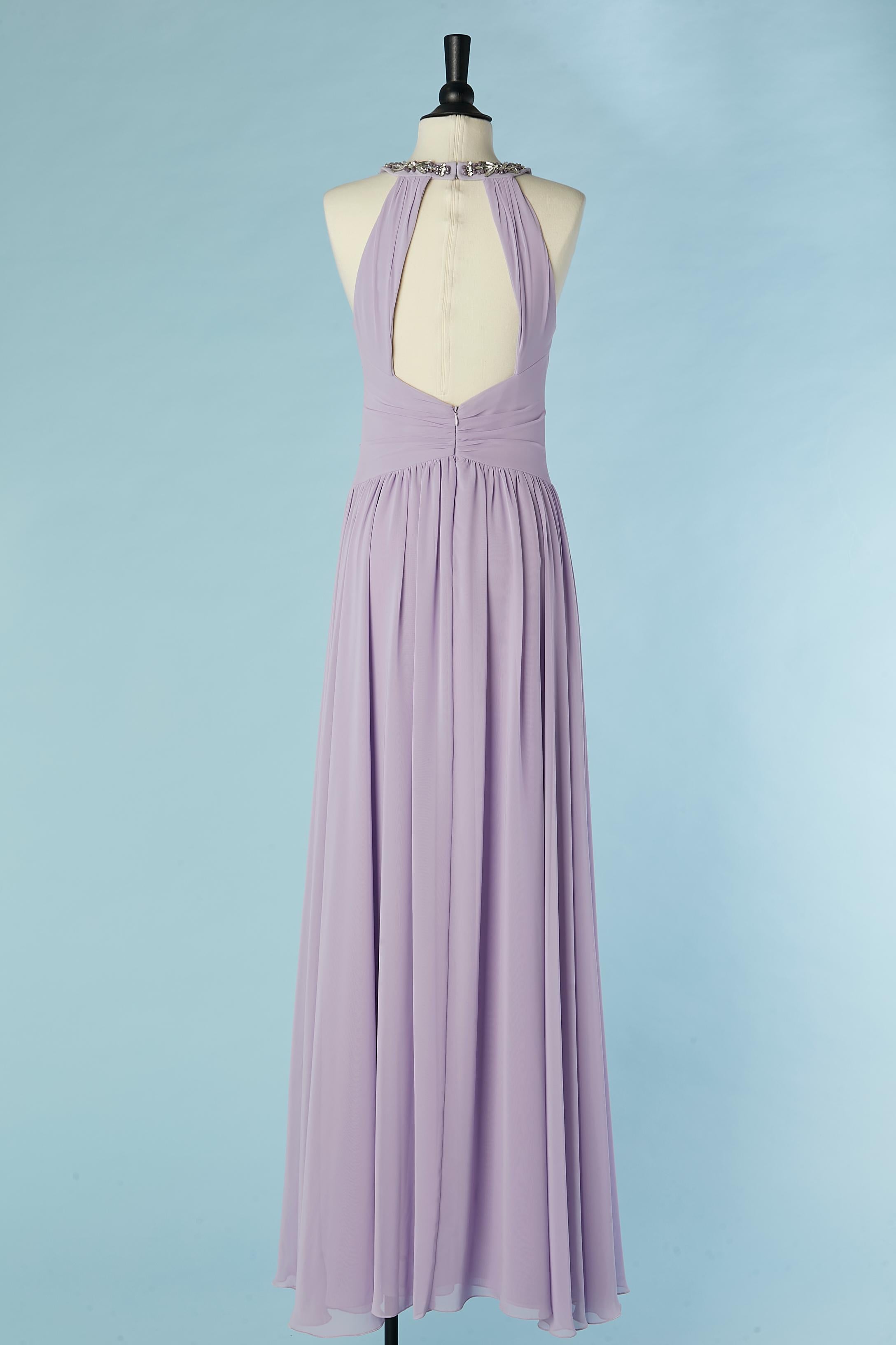Lilac evening dress with rhinestone neckline Gai Mattiolo The Red Carpet  For Sale 3