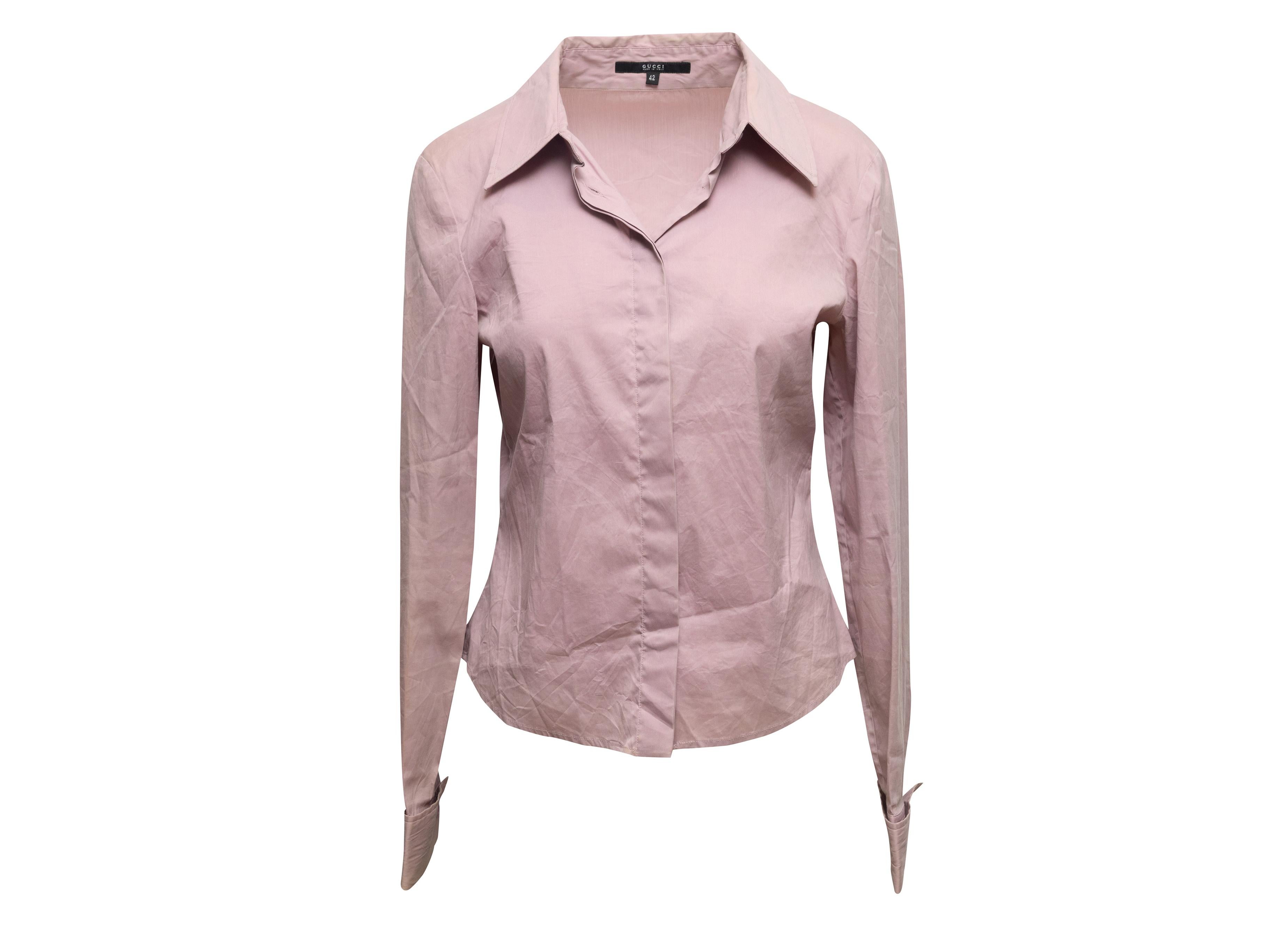 Top à manches longues et à boutons de Gucci lilas Taille IT 42 Bon état - En vente à New York, NY