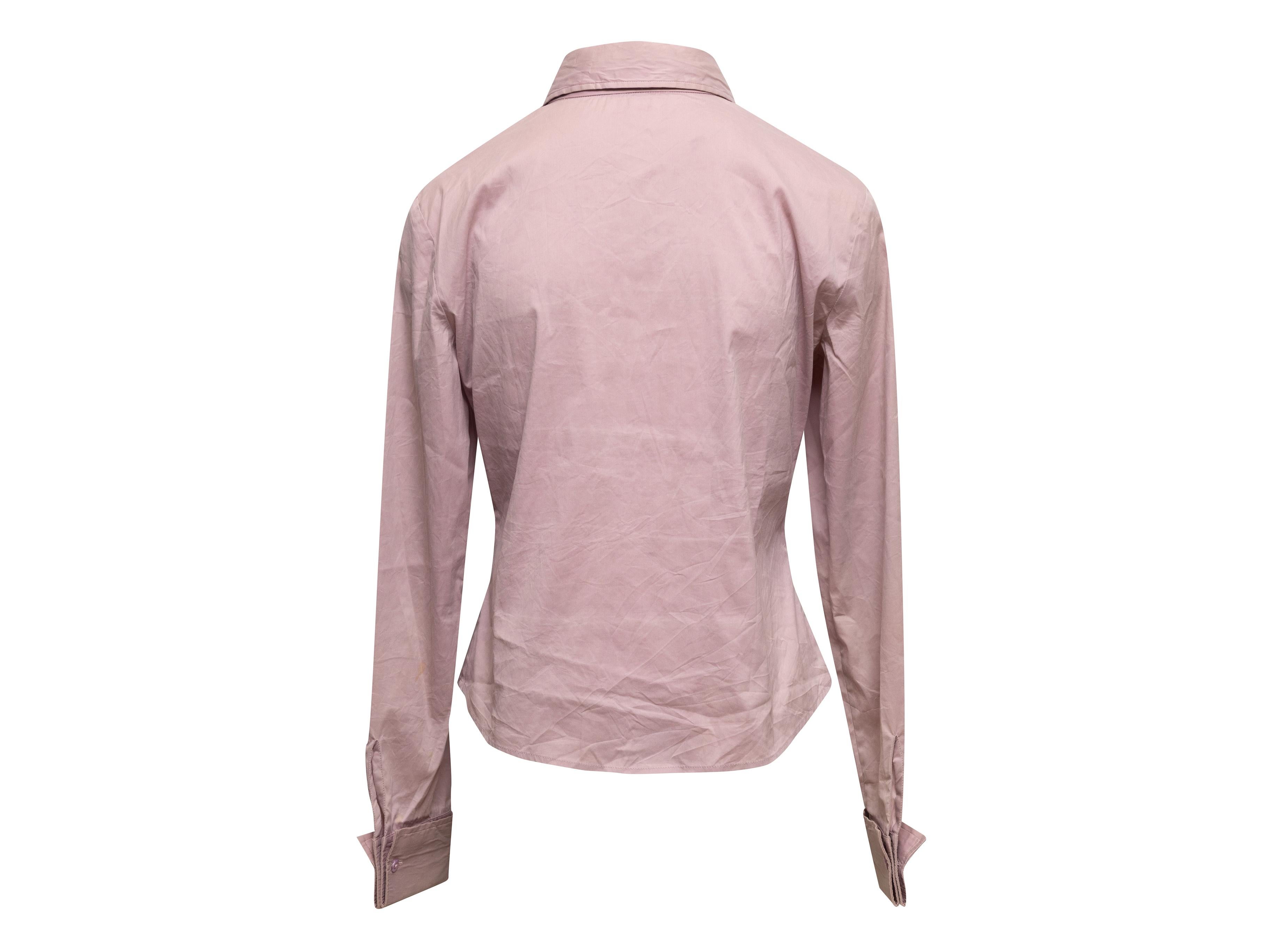 Top à manches longues et à boutons de Gucci lilas Taille IT 42 en vente 1