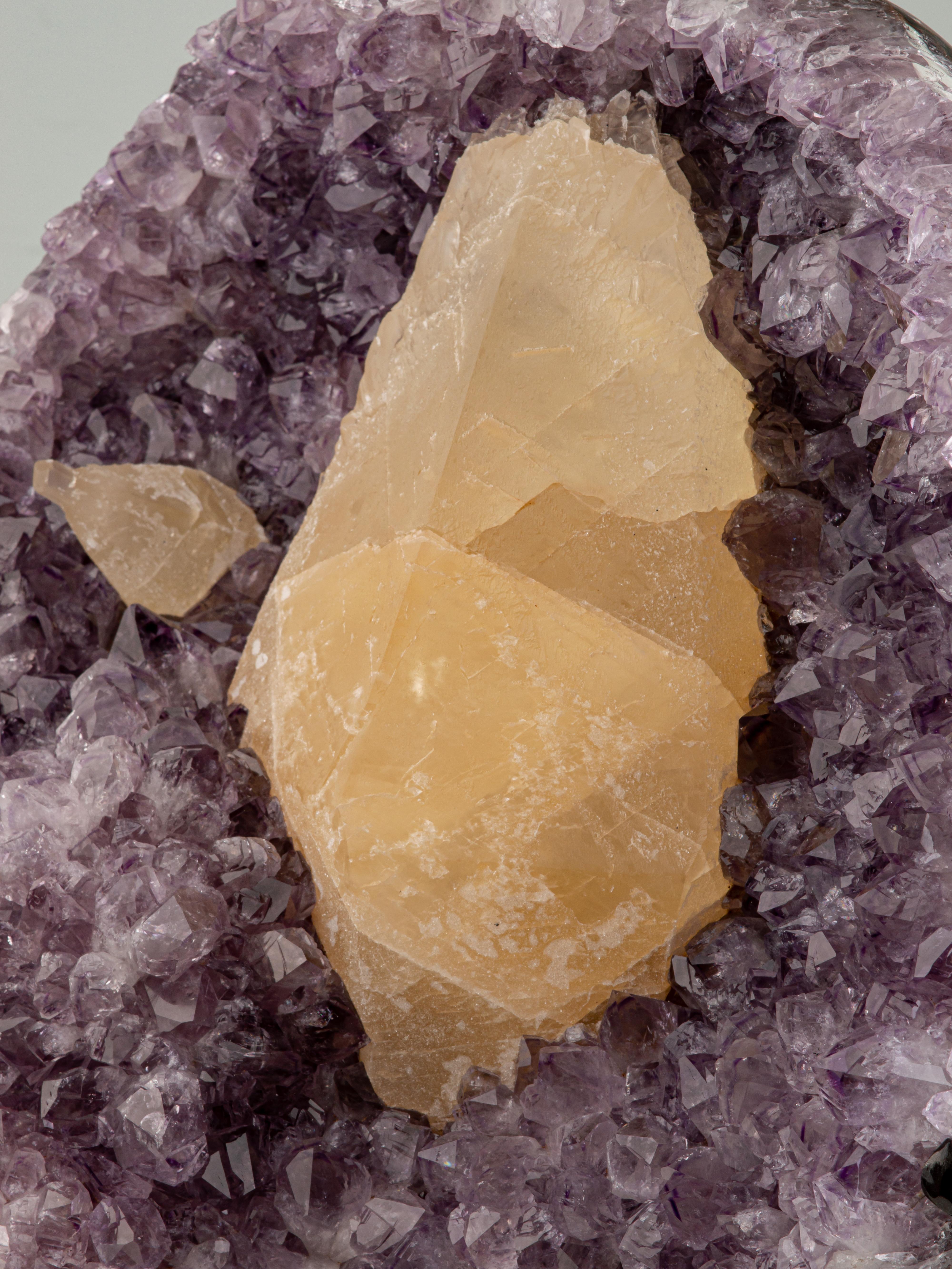 Lilac Half Geode with a Calcite Formation For Sale 5