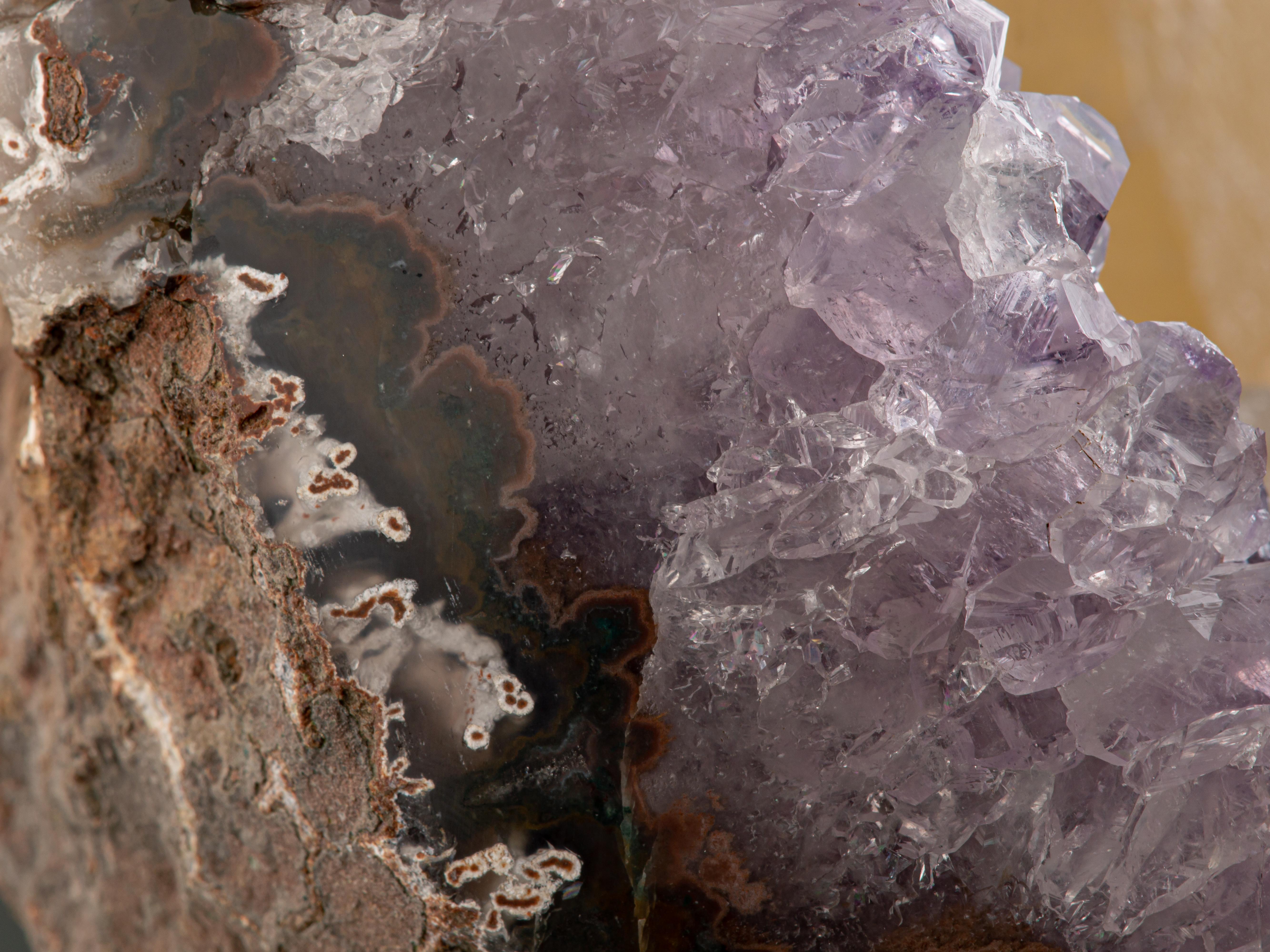 Lilac Half Geode with a Calcite Formation For Sale 11