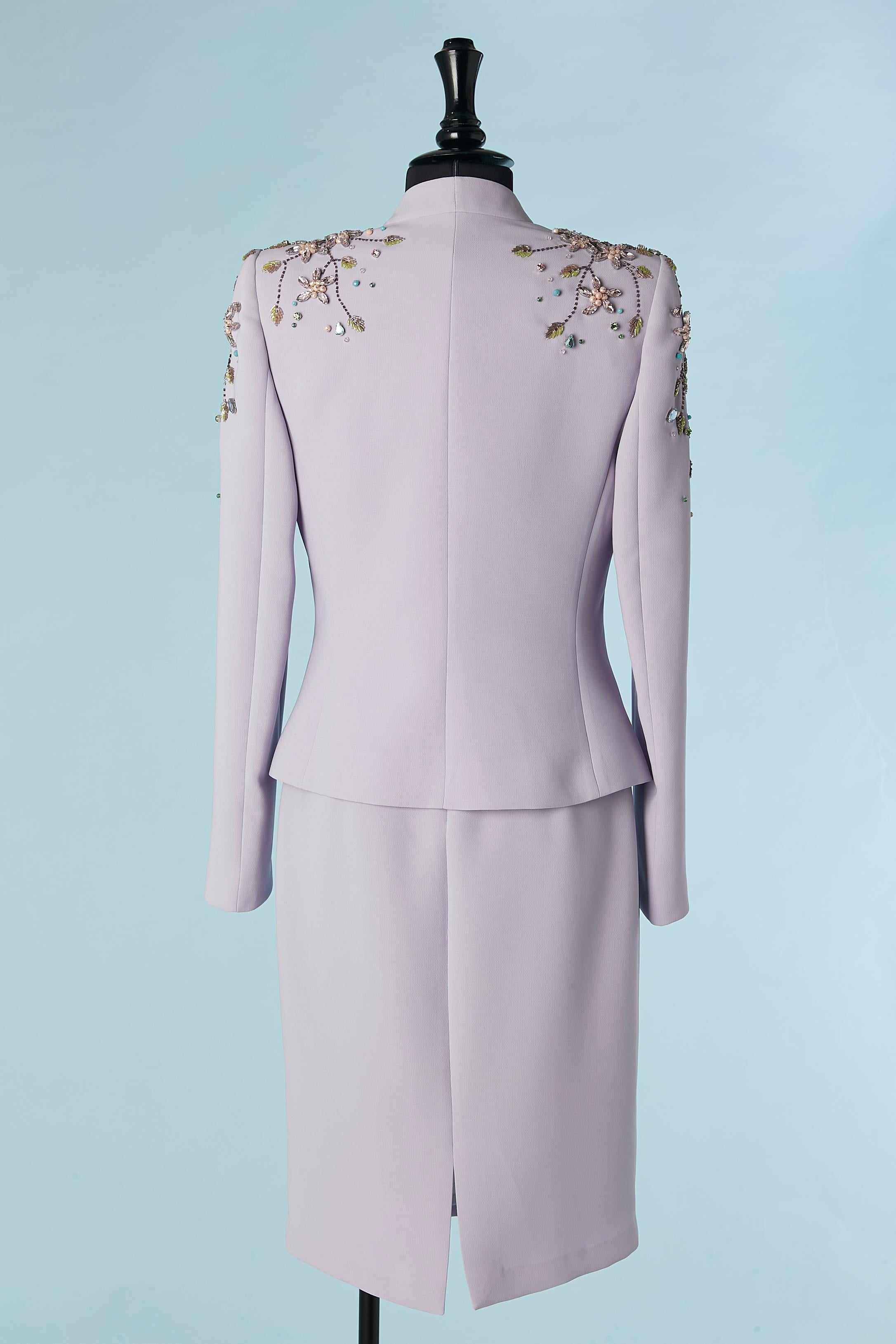 Lilac jacket with rhinestone and dress ensemble Gai Mattiolo The Red Carpet  For Sale 2