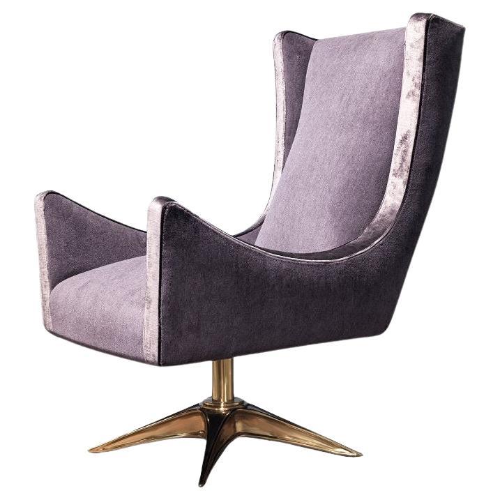 Fauteuil pivotant en jacquard lilas