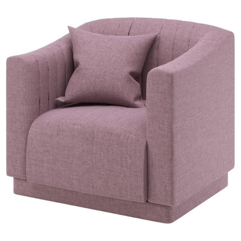 Lilac Linen Modern Uphostery Armchair For Sale