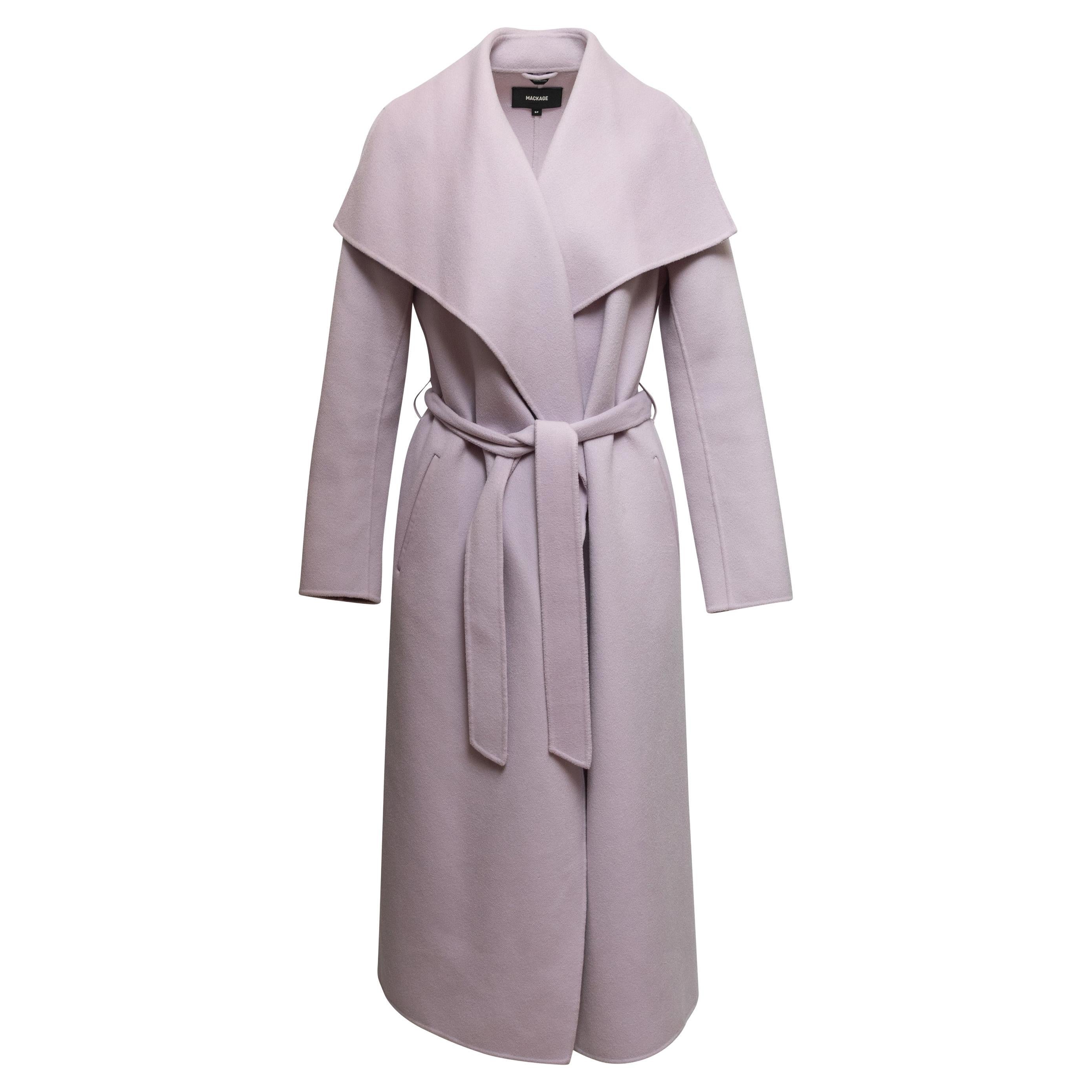 Lilac Mackage Wool Leather-Trimmed Coat Size US S