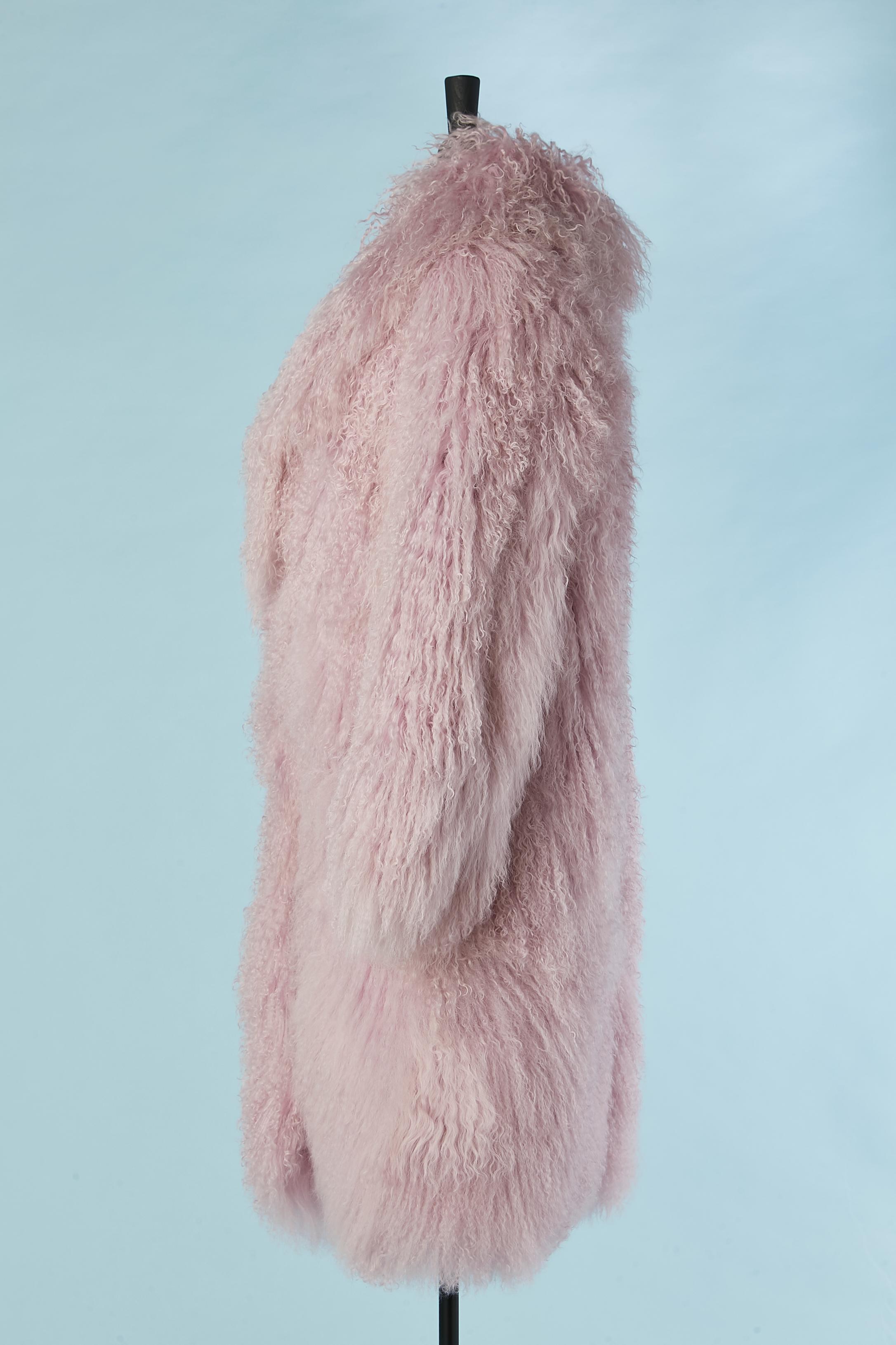 Lilac Mongolian's fur single breasted coat Jin Diao For Sale 1