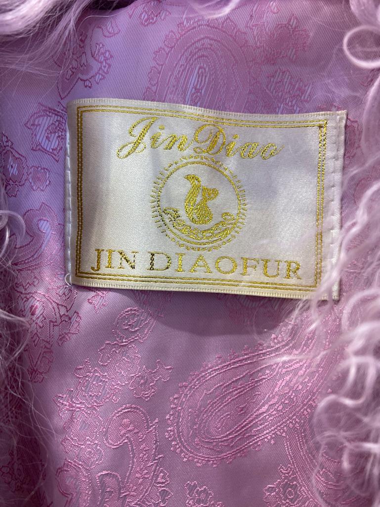 Lilac Mongolian's fur single breasted coat Jin Diao For Sale 4
