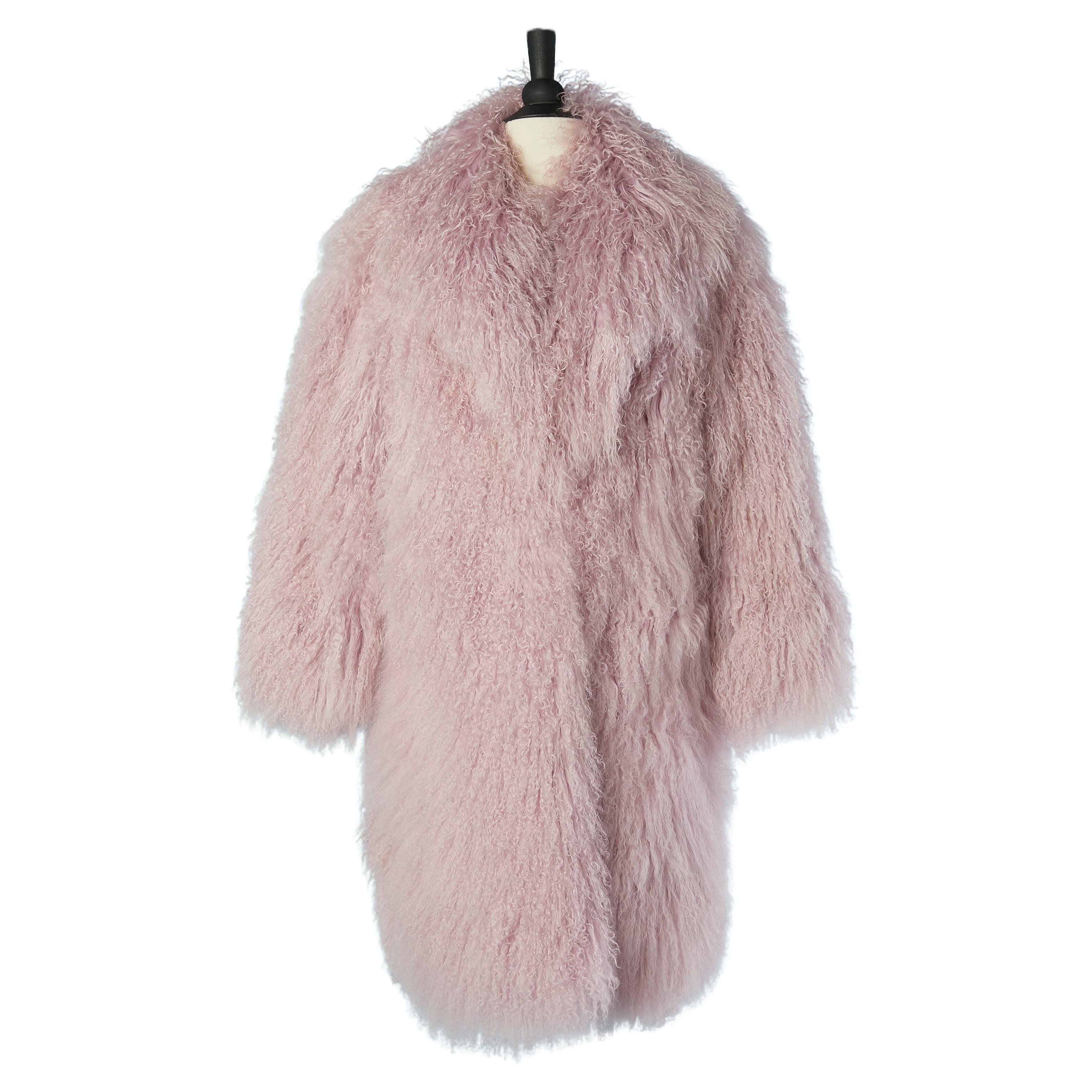 Lilac Mongolian's fur single breasted coat Jin Diao For Sale