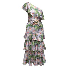Lilac & Multicolor Patbo One-Shoulder Floral Print Dress Size US 0