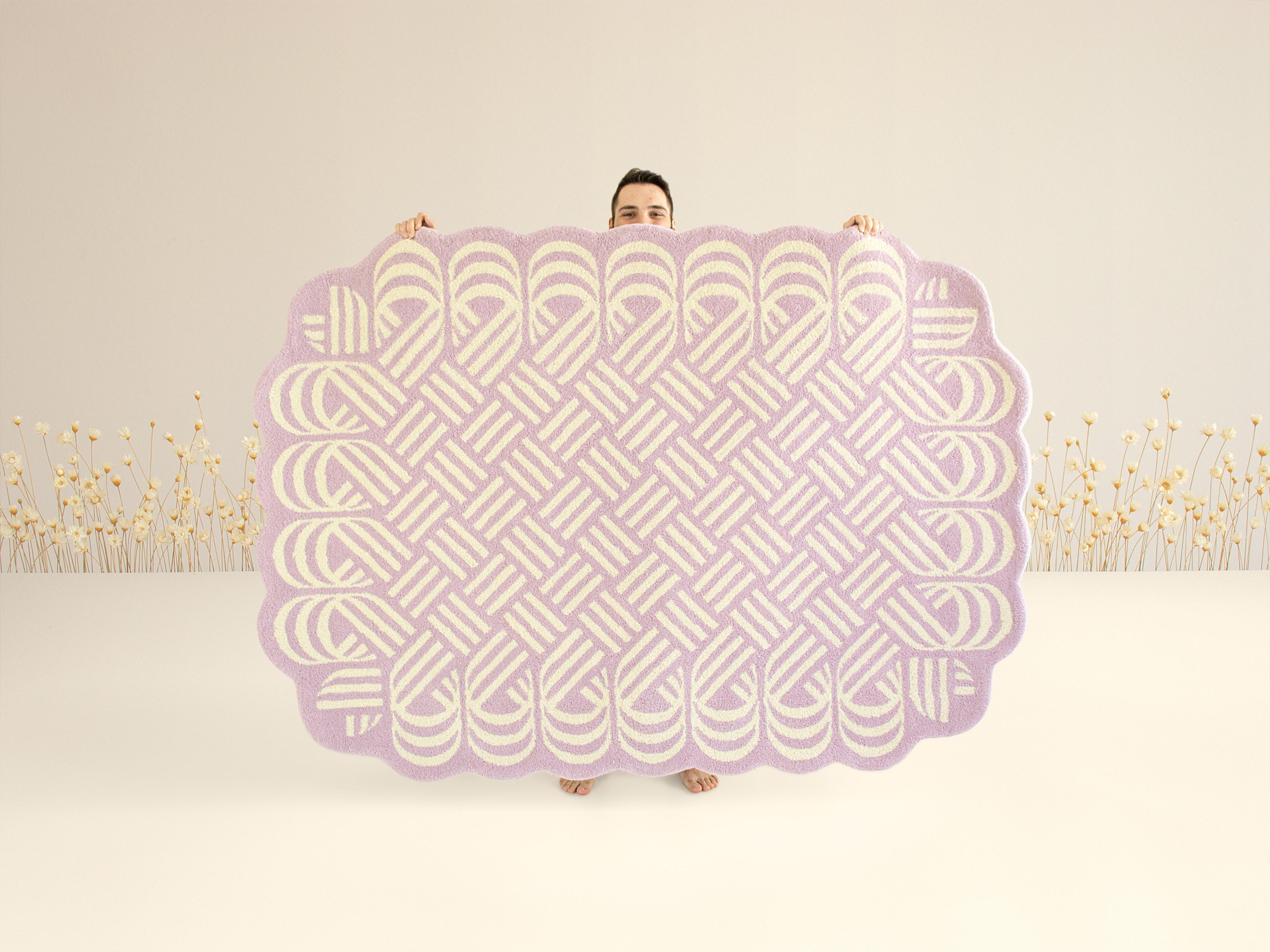 Lila & Off-White gestreifter Laços-Teppich von Paulo Kobylka im Angebot 2