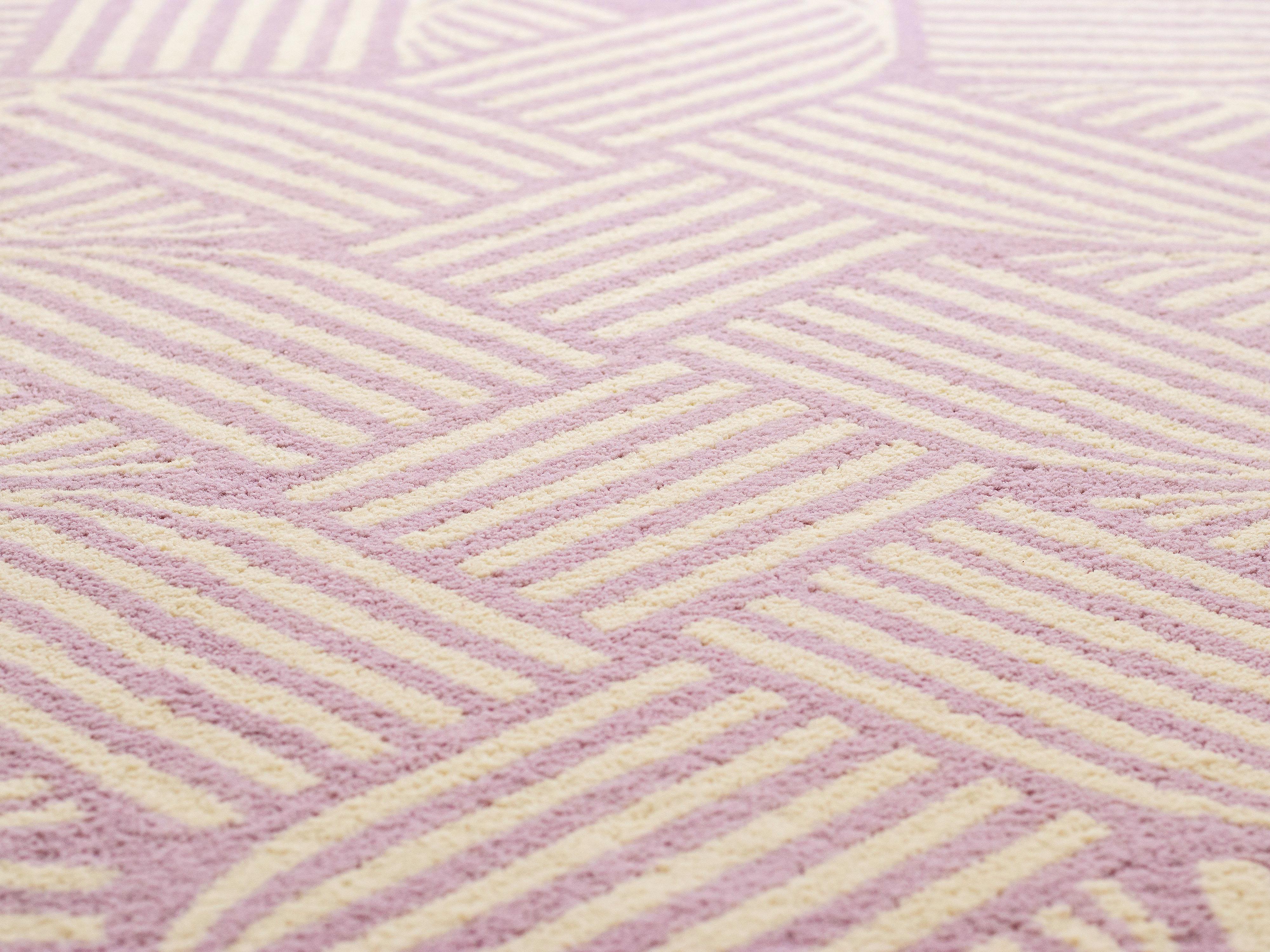 Lilac & off White Striped Laços Rug by Paulo Kobylka For Sale 4