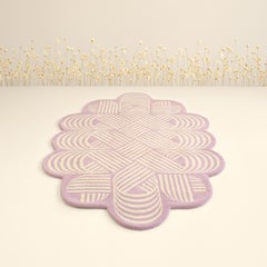 Lilac & off White Striped Laços Rug by Paulo Kobylka