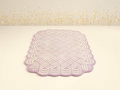 Lilac & Off White Striped Laços Rug by Paulo Kobylka