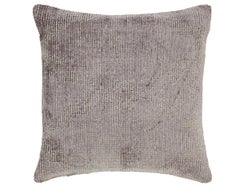 Hand-Knotted Bohemian Accent Pillow, Mauve Wool, Indian Design, 22"