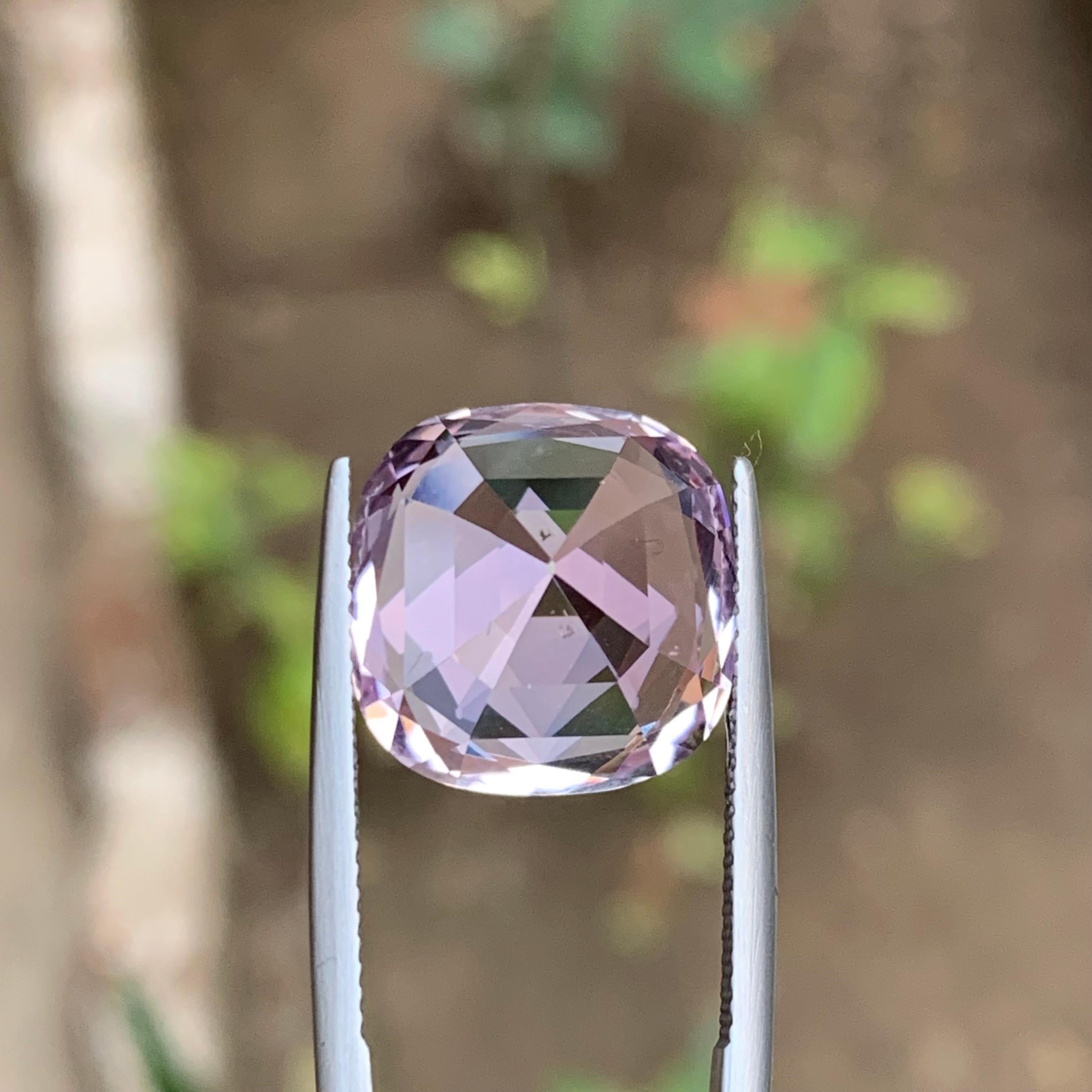 Lilac Pink Natural Kunzite Ring, Necklace Pendant Gemstone, 13.25 Ct Cushion Cut For Sale 5
