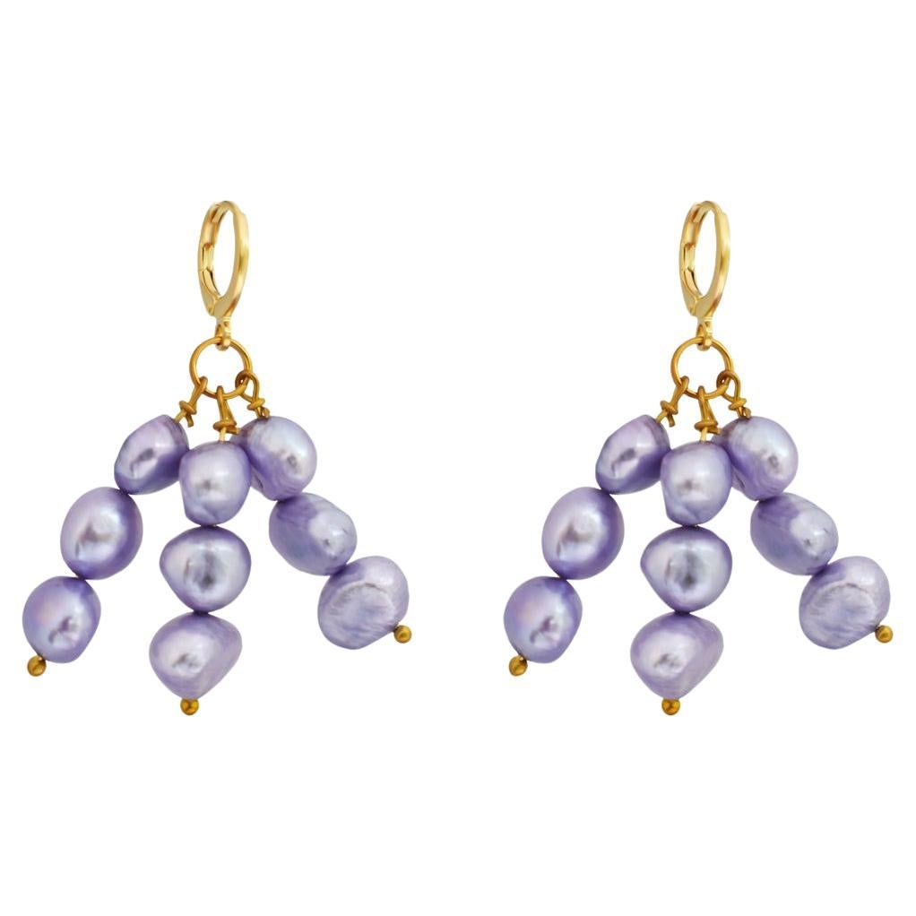 Orecchini con perle d'acqua dolce viola lilla  da Ifemi Jewell