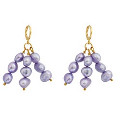 Lilac purple freshwater pearl earrings  by Ifemi Jewels