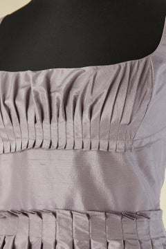 Lilac raw silk evening dress pleated around the waist and bust CHRISTIAN DIOR