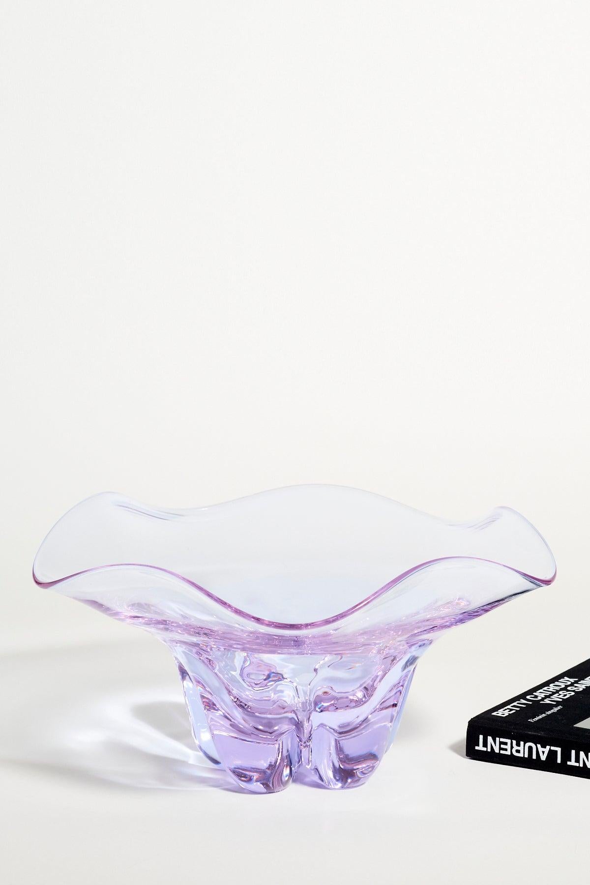 Glass Lilac Ruffled Bowl