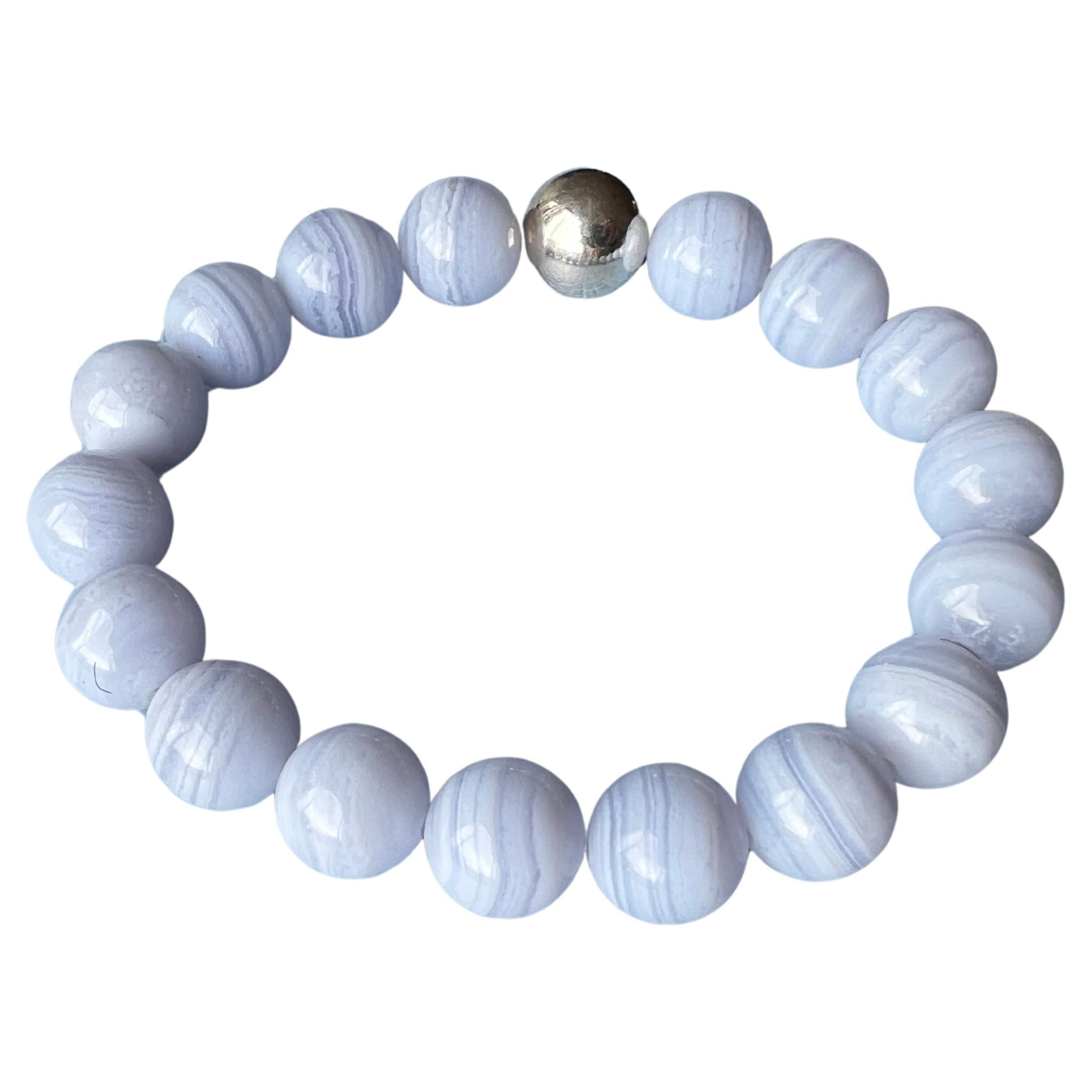 Lilac Semi Precious Bead Bracelet Silver Unisex