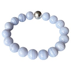 Lilac Semi Precious Bead Bracelet Silver Unisex
