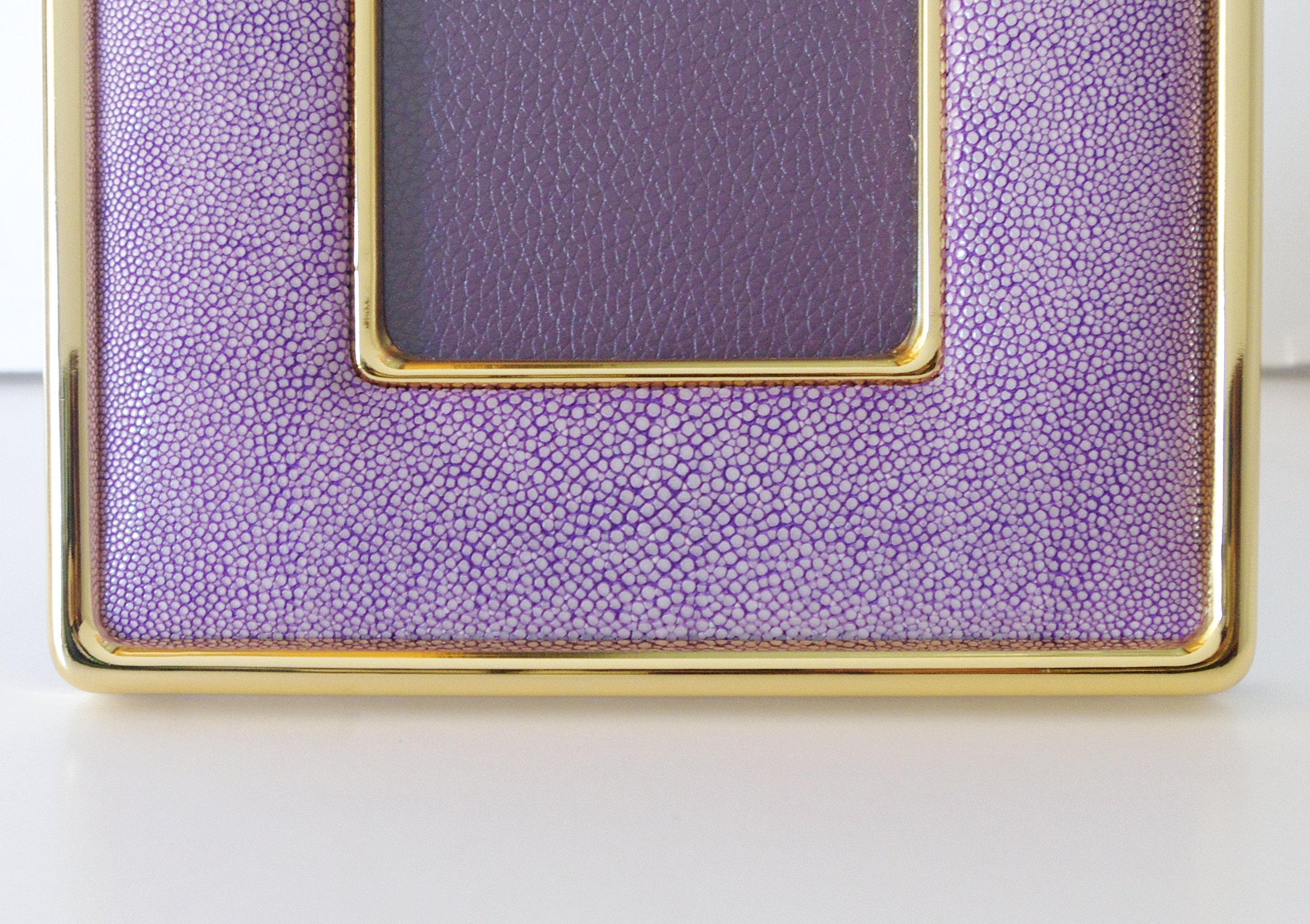 Modern Lilac Shagreen Gold-Plated Photo Frame by Fabio Ltd