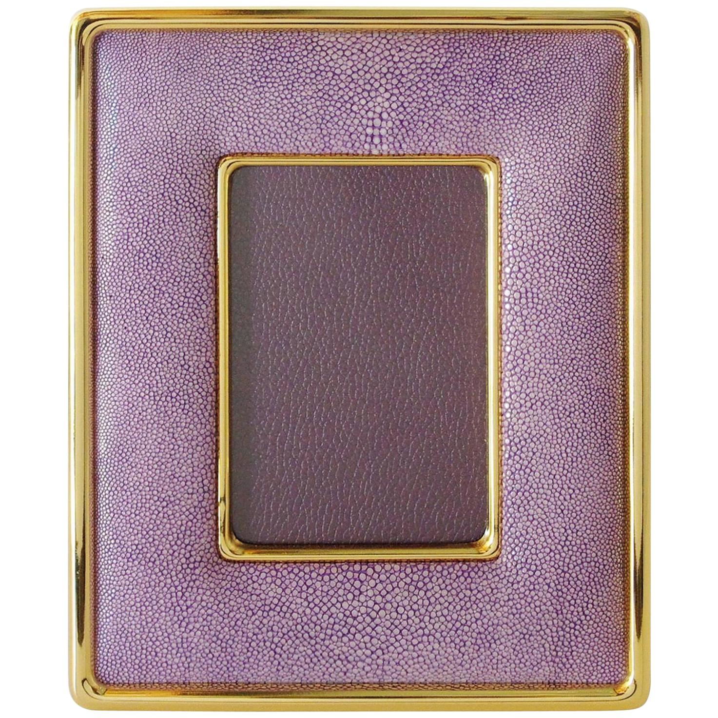 Lilac Shagreen Gold-Plated Photo Frame by Fabio Ltd