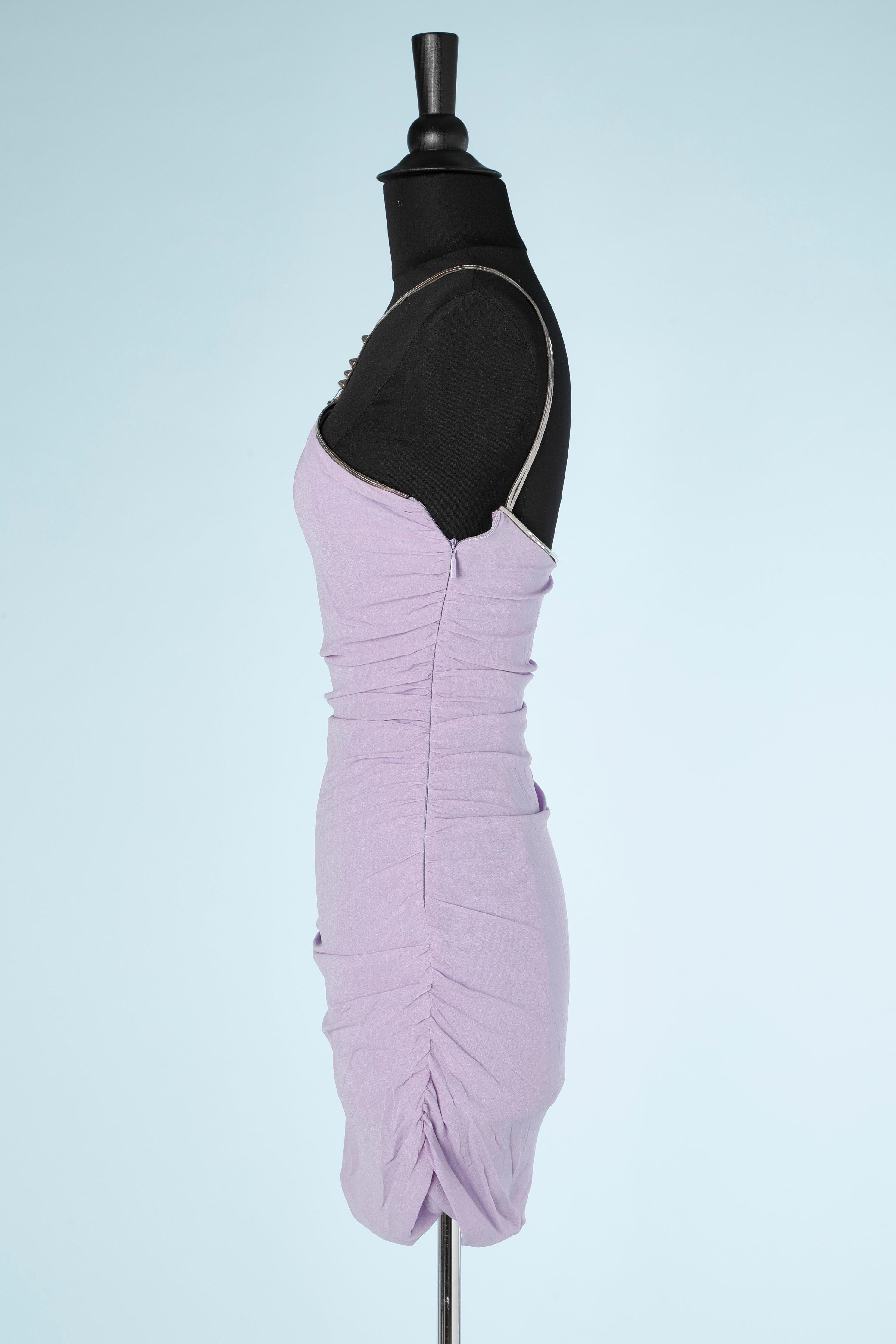 Purple Lilac silk chiffon cocktail dress with chain and studs  Versace ( without tag) For Sale