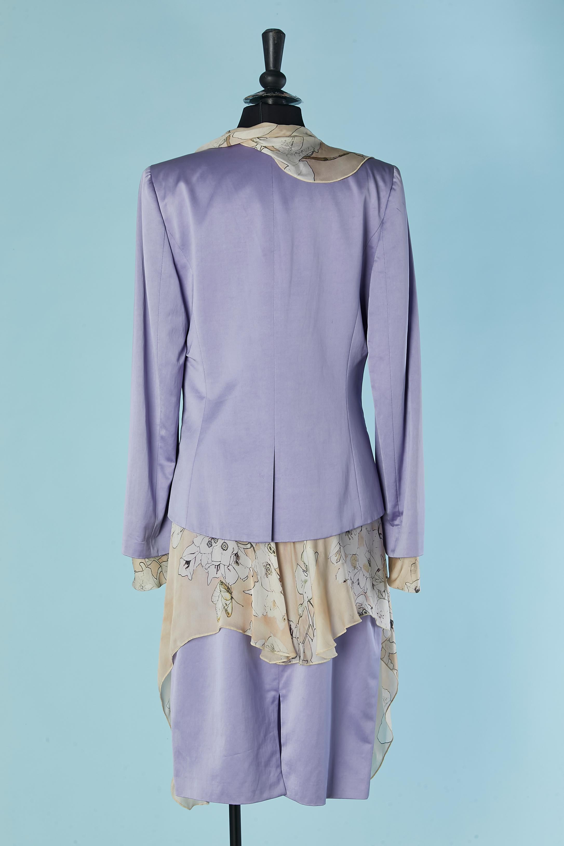 Traje de falda lila con cuello de seda estampado EMANUEL UNGARO en venta 2