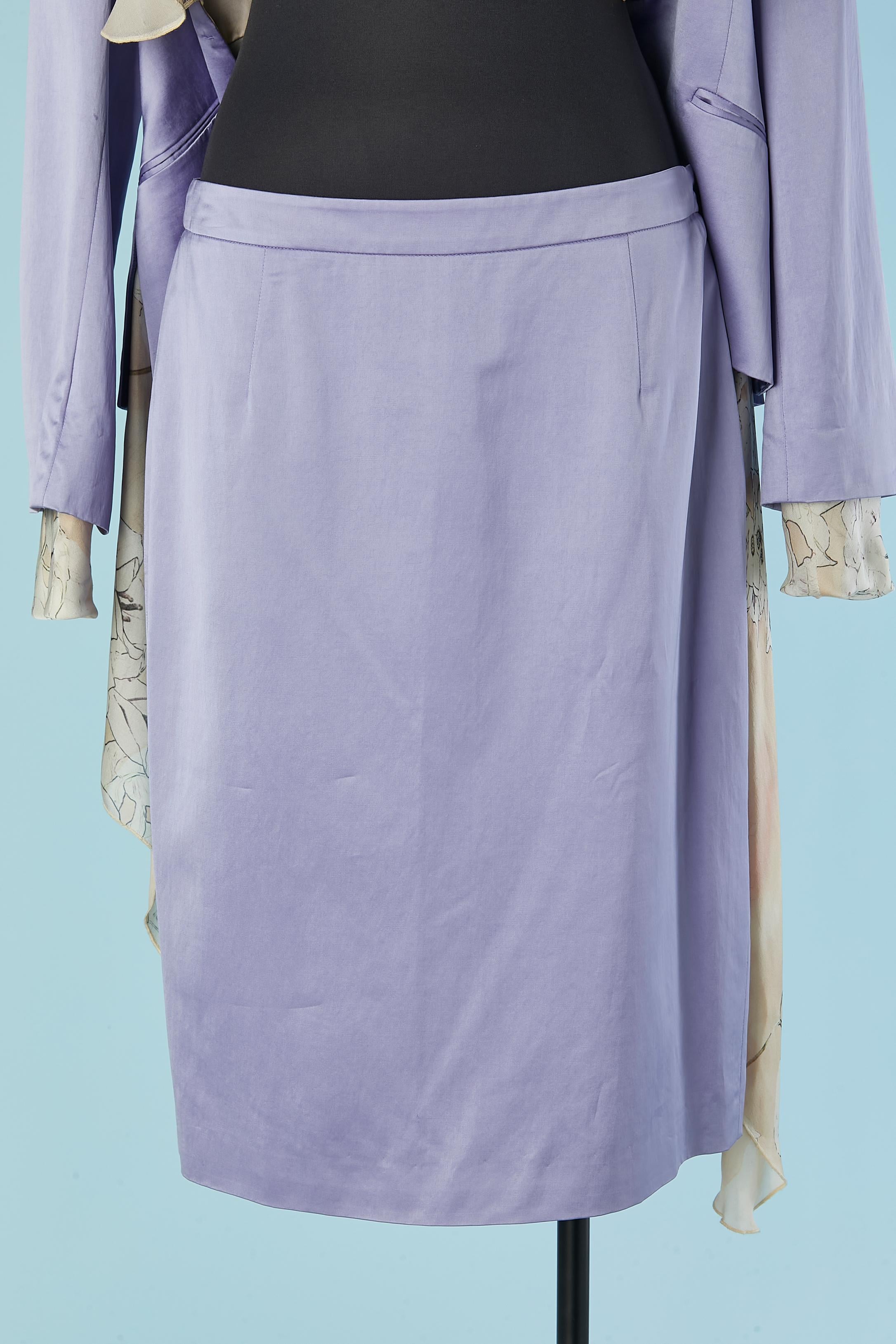 Traje de falda lila con cuello de seda estampado EMANUEL UNGARO en venta 3