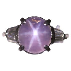 Lilac Star Sapphire Diamond Platinum Ring