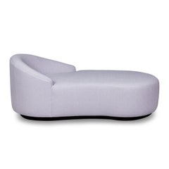 Lilac Textured Linen Chaise Lounge with Curved Form and Plinth Base