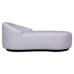 Lilac Textured Linen Chaise Lounge with Curved Form and Plinth Base